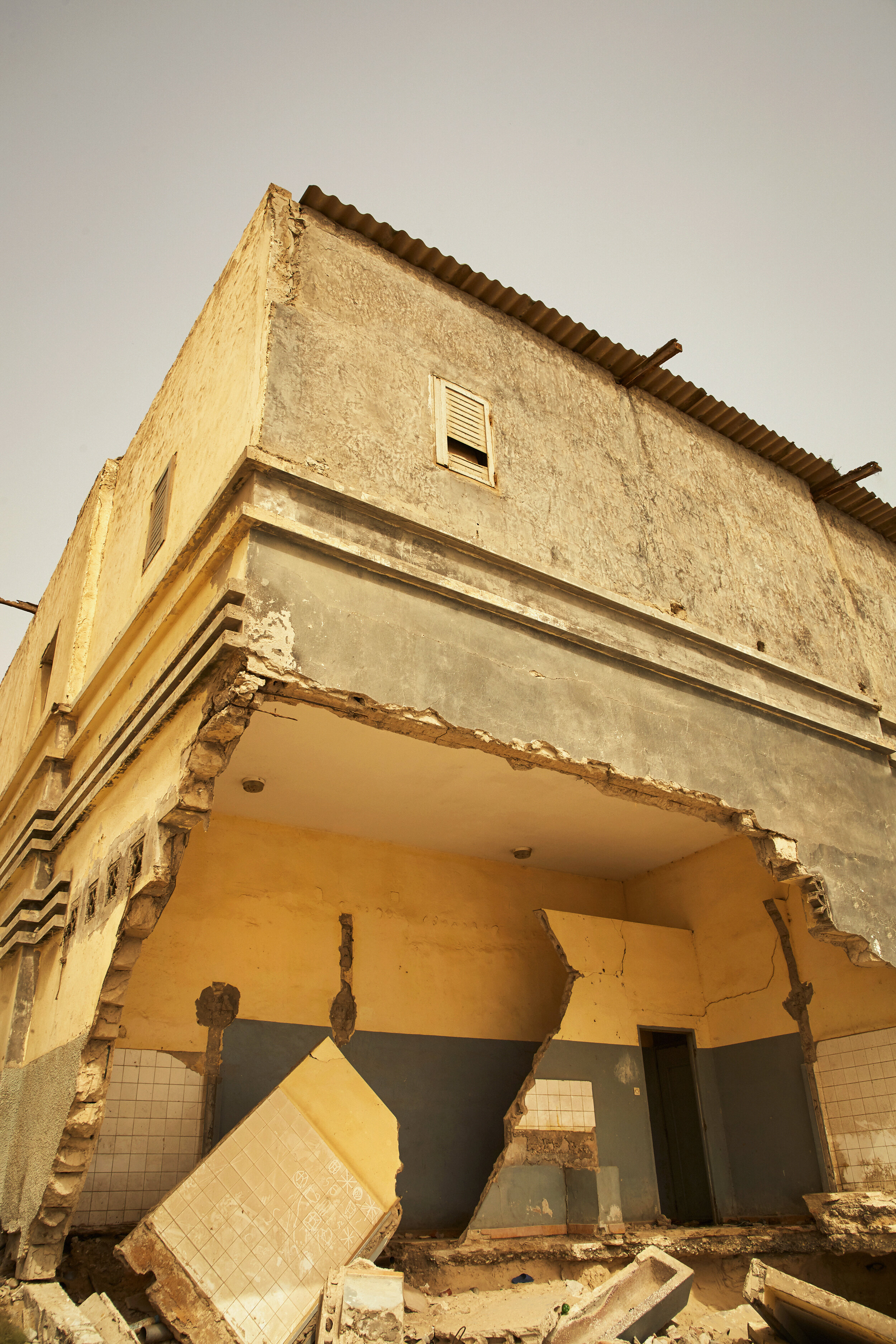  The main floor of a school that’s begun to break apart as the foundations are eroded by the ocean in Saint-Louis, Senegal 