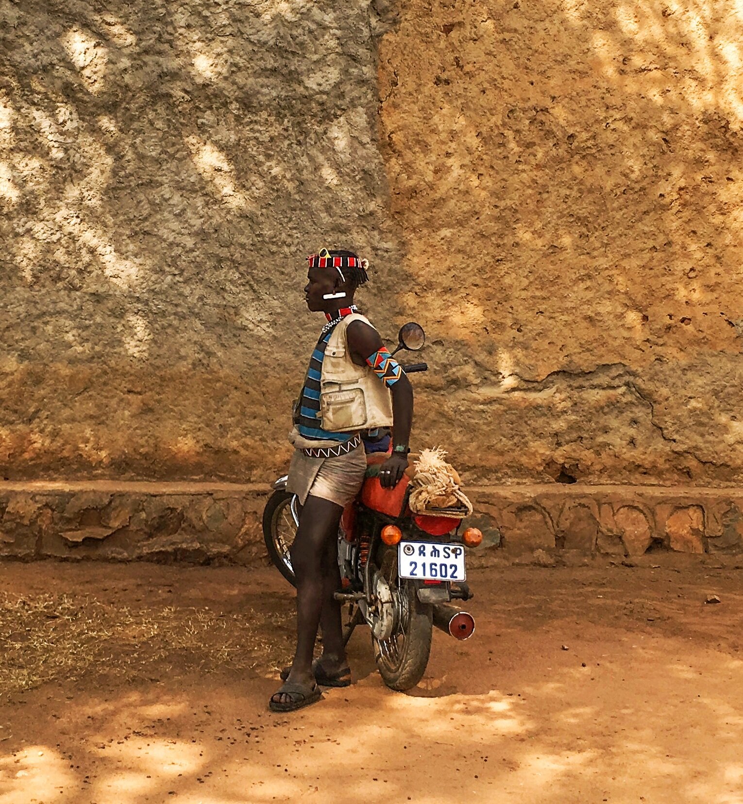  Bana tribesman with motorcycle  Key Afer, Ethiopia 