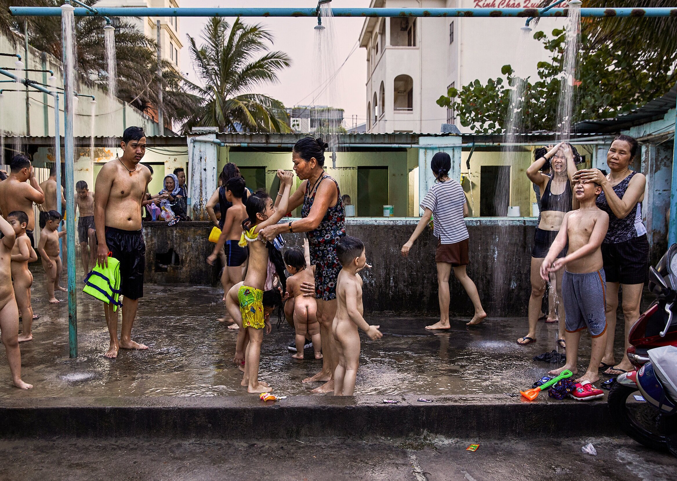  Public shower near My khe beach, Da Nang City, Vietnam. 