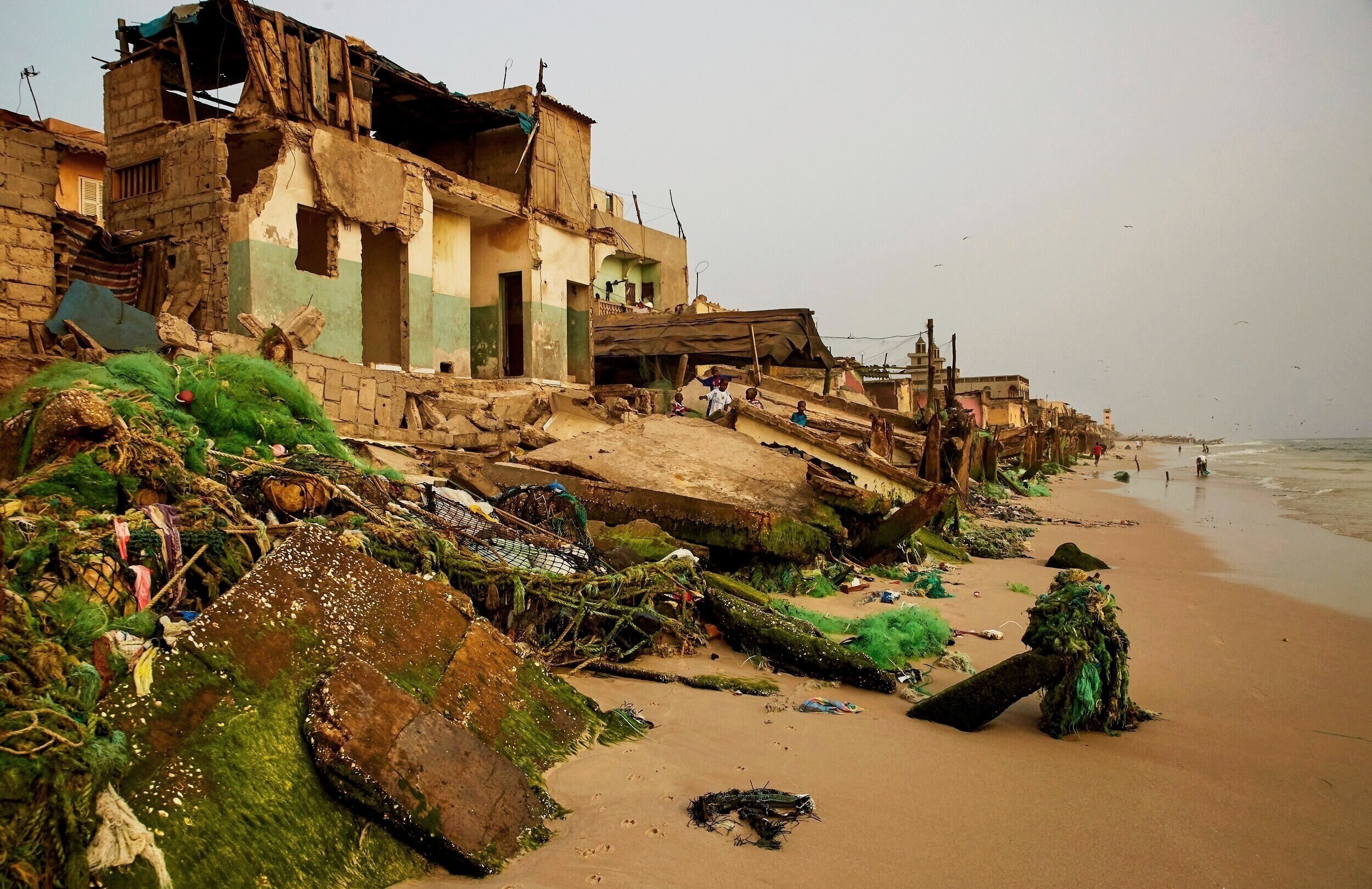  The remaining shells of sea-facing homes that have been destroyed in Saint-Louis, Senegal  