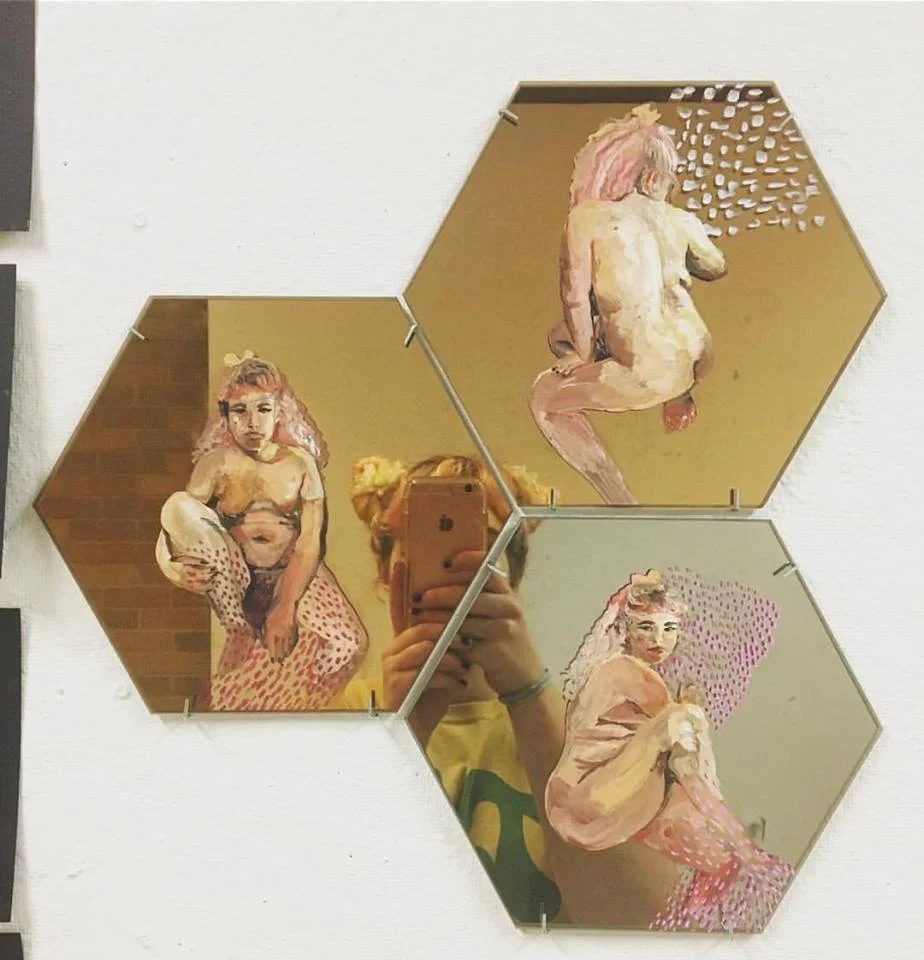 Untitled , oil paint and ink on found object (3pcs)