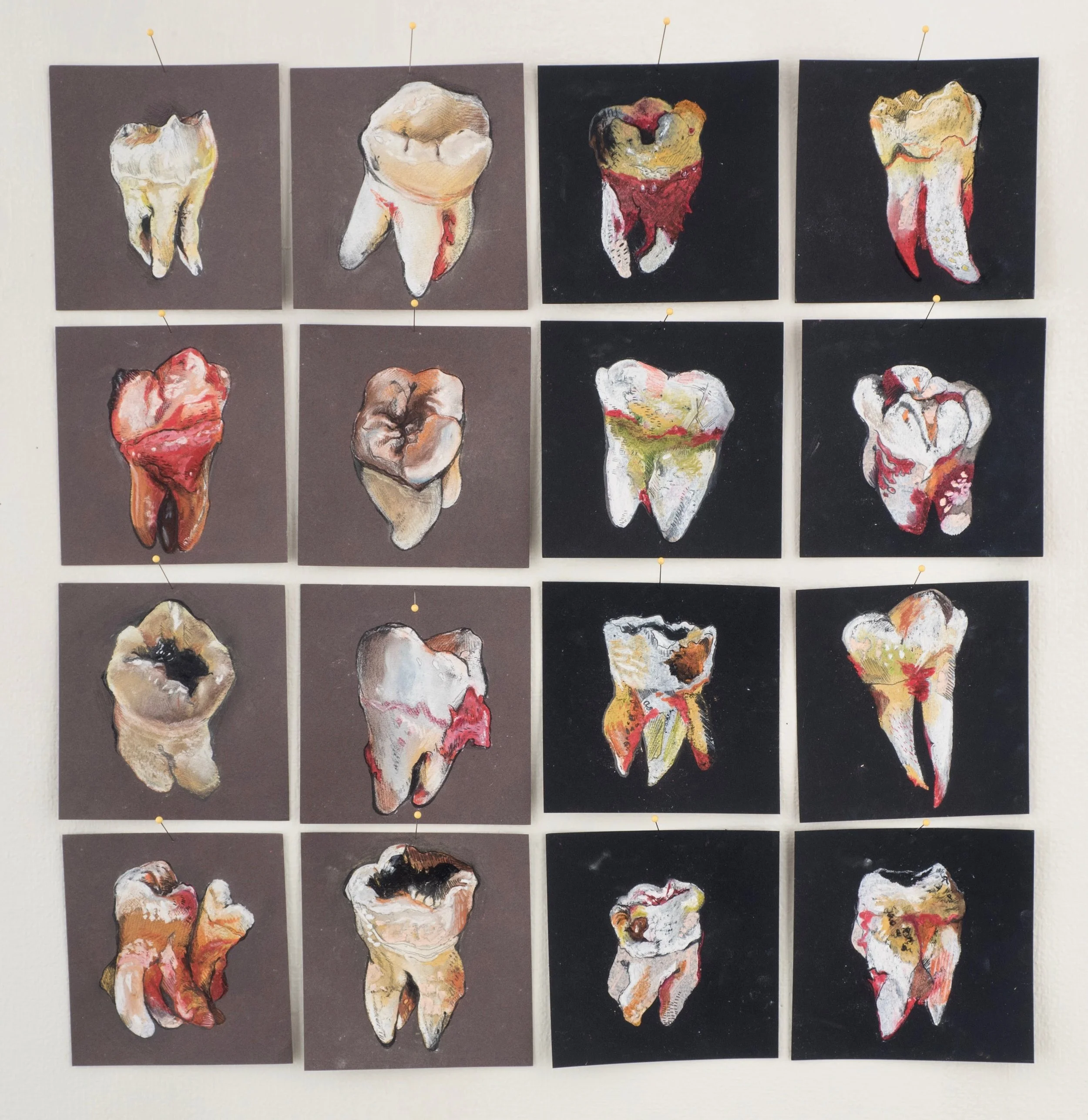 Falling OUT , pastel, charcoal, and graphite on paper (16pcs)