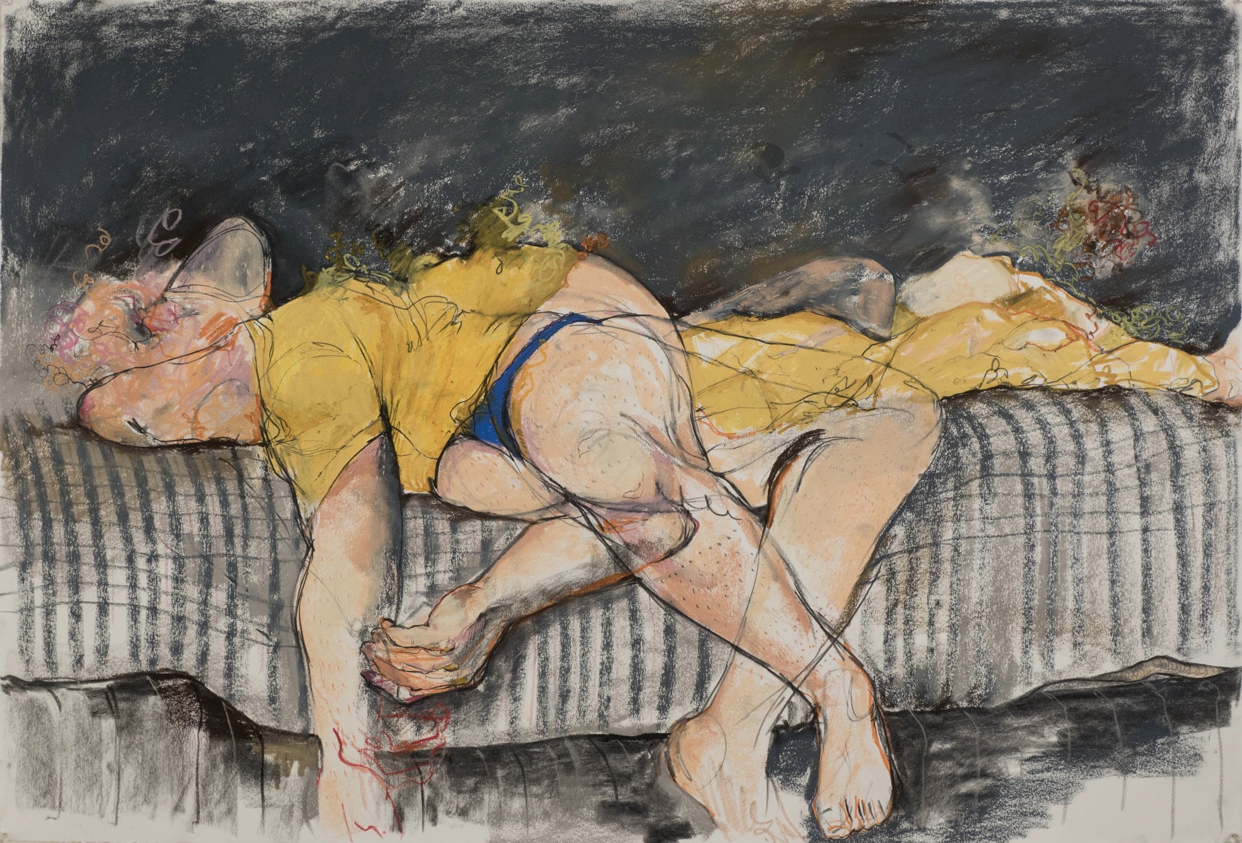 Days and Days oil pastel, graphite, charcoal, and oil stick on paper 30" x 45"