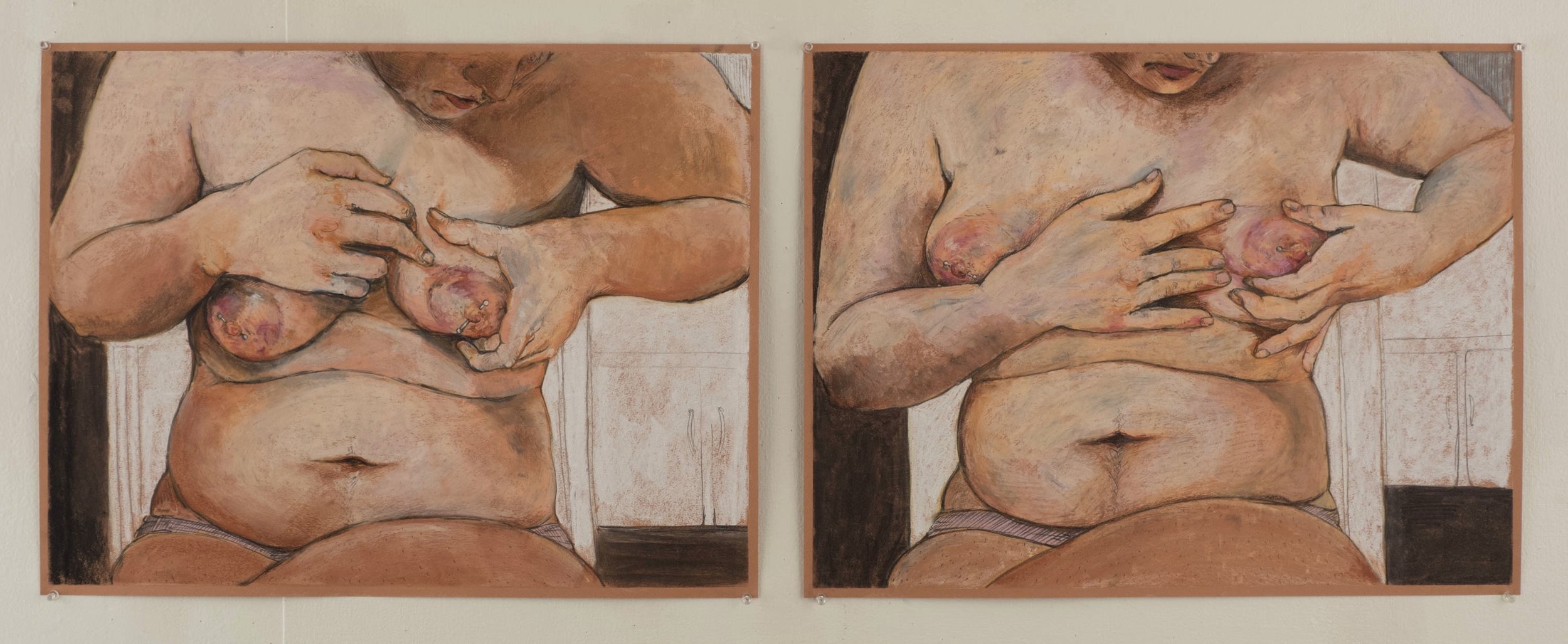Quiet Game charcoal, pastel, and graphite on paper 19" x 53"