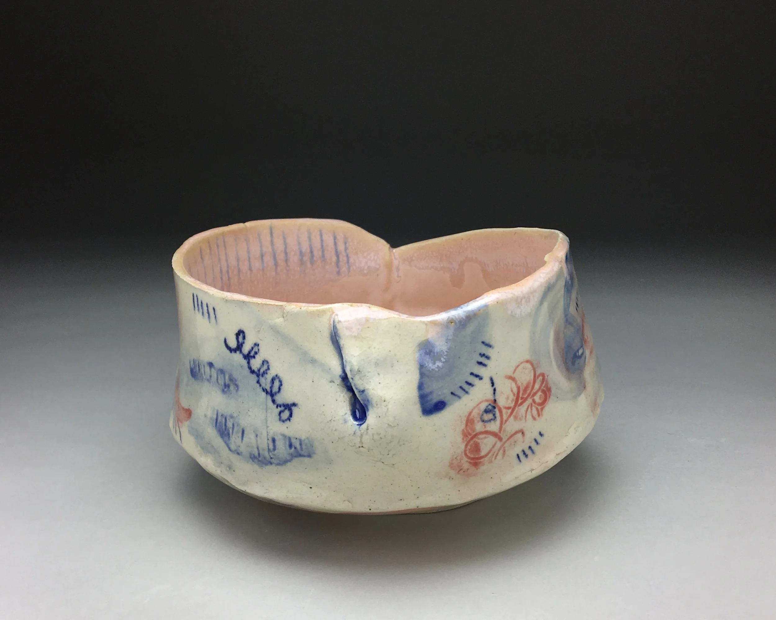 Red-Blue Bowl, stoneware, cone 5