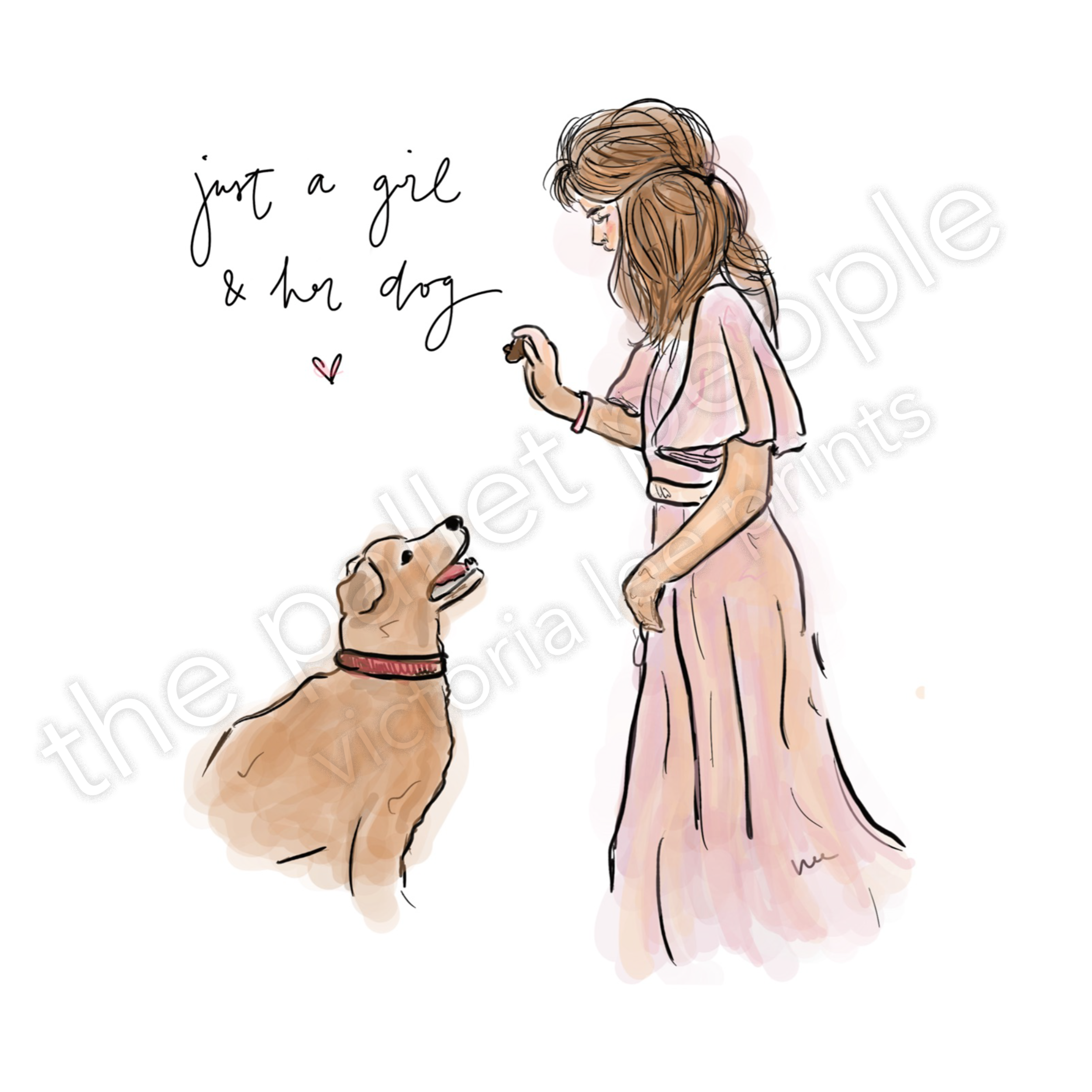 Girl and Dog Digital Print