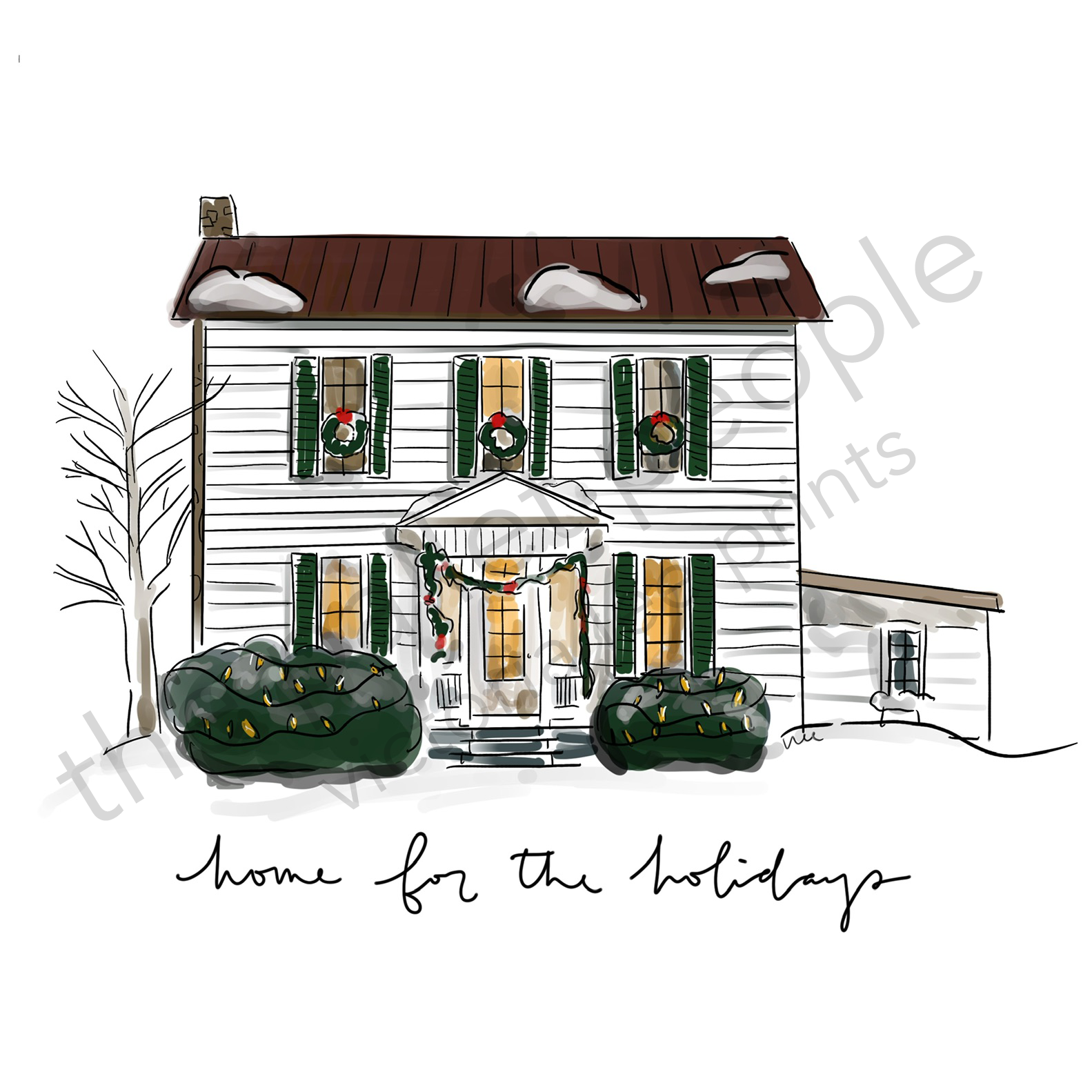 Home for the Holidays White House Digital Print