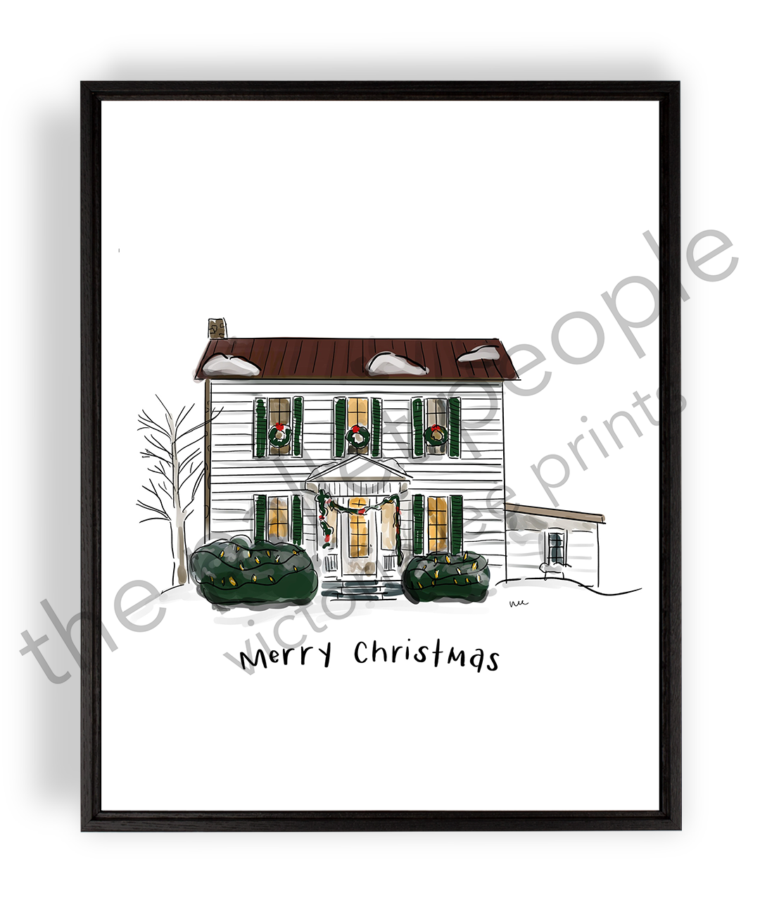 Merry Christmas White House Print