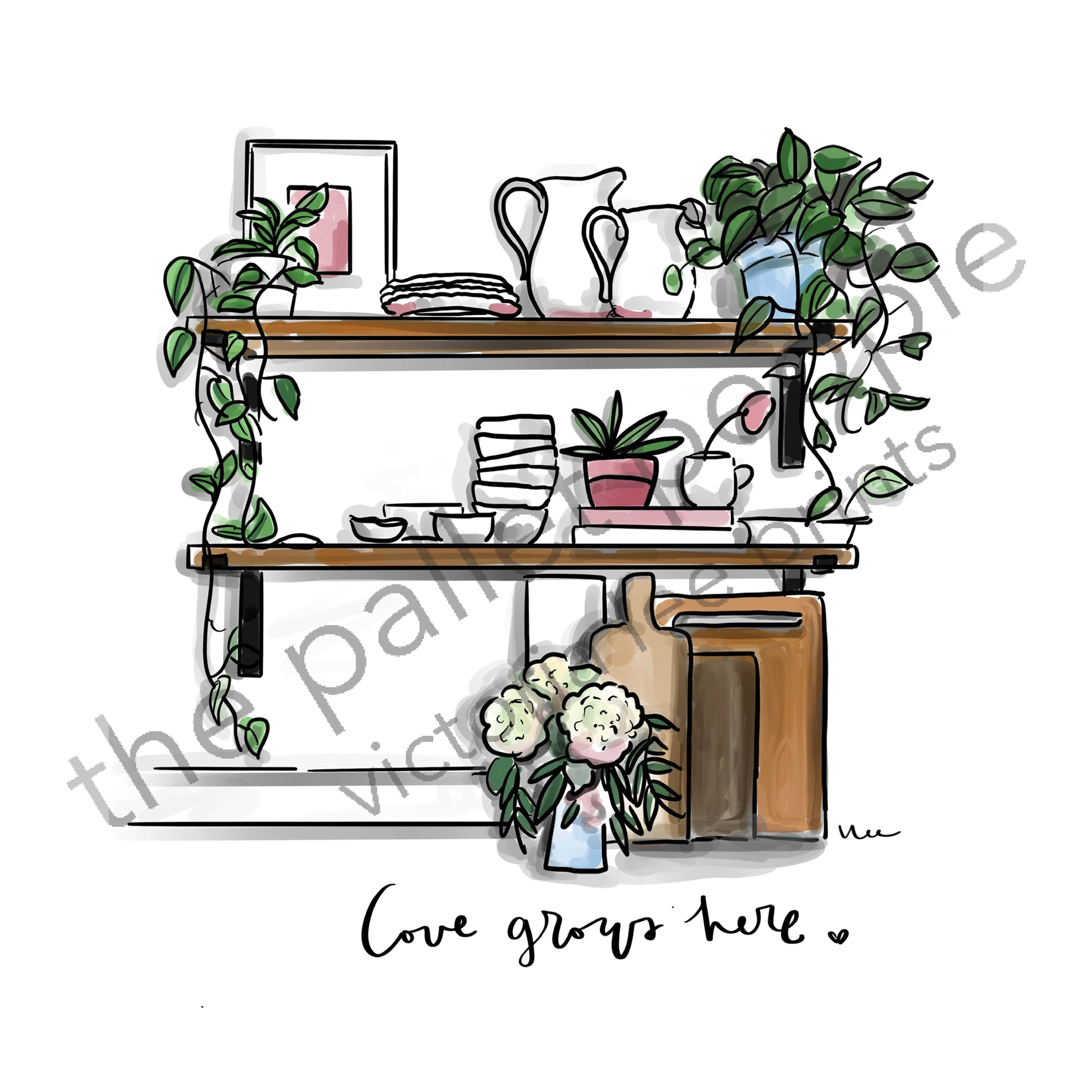 Love Grows Here Kitchen Digital Print