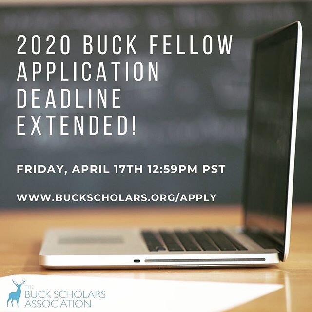 Do you know any high school sophomores that live or attend school in Contra Costa, Napa, Sacramento, San Joaquin, Solano or Yolo County? Have them apply to become a #BuckFellow today! The application deadline has now been extended to April 17th 11:59