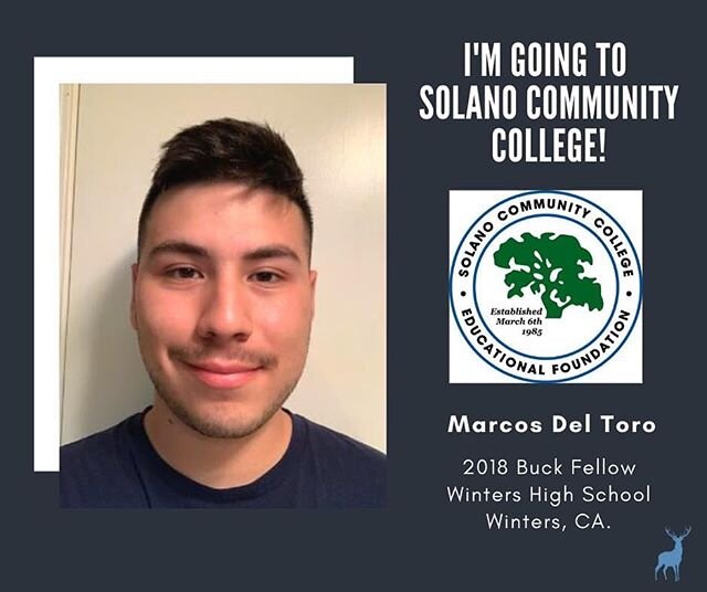 Meet &rsquo;18 Buck Fellow Marcos Del Toro who will be graduating from Winters High School. Marcos will be attending Solano Community College in the Fall and UC Davis after! His mentor is 2008 Buck Scholar Javier Garcia! We&rsquo;re incredibly proud 