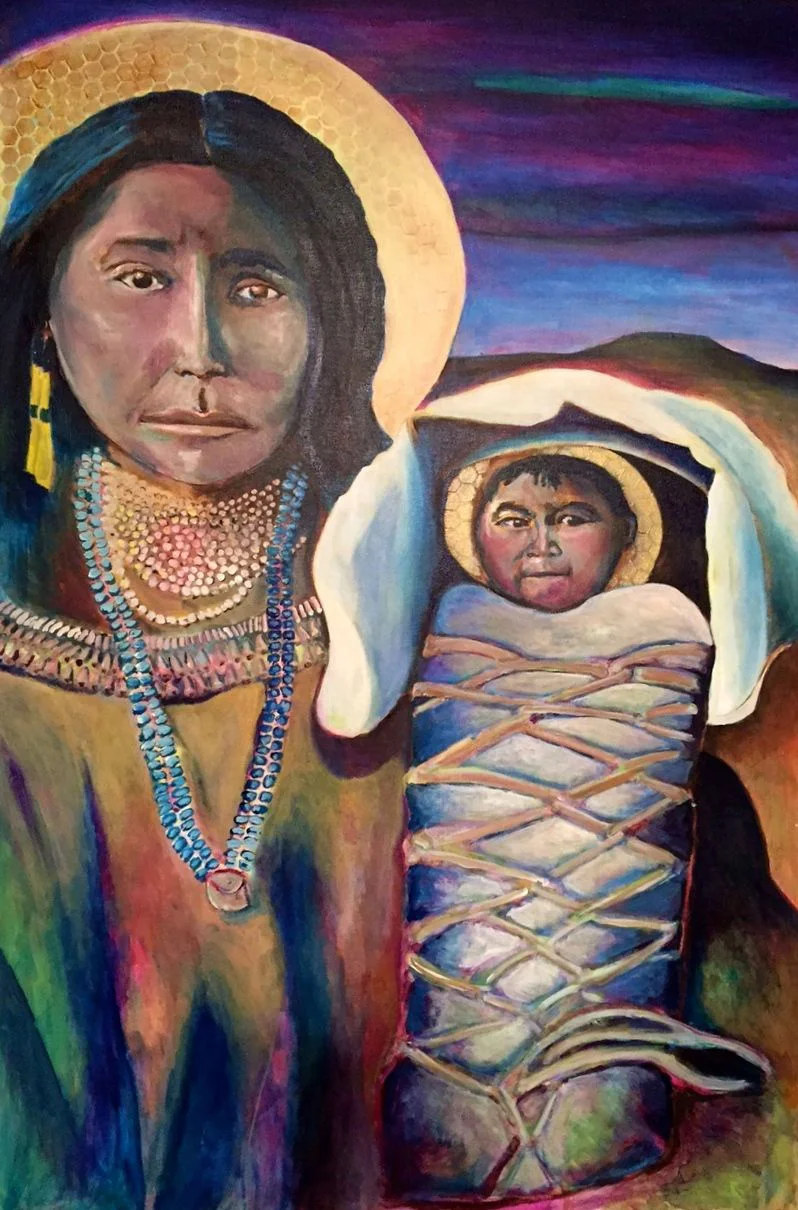 Apache Madonna and Child, Acrylic, Artist: David Bondt