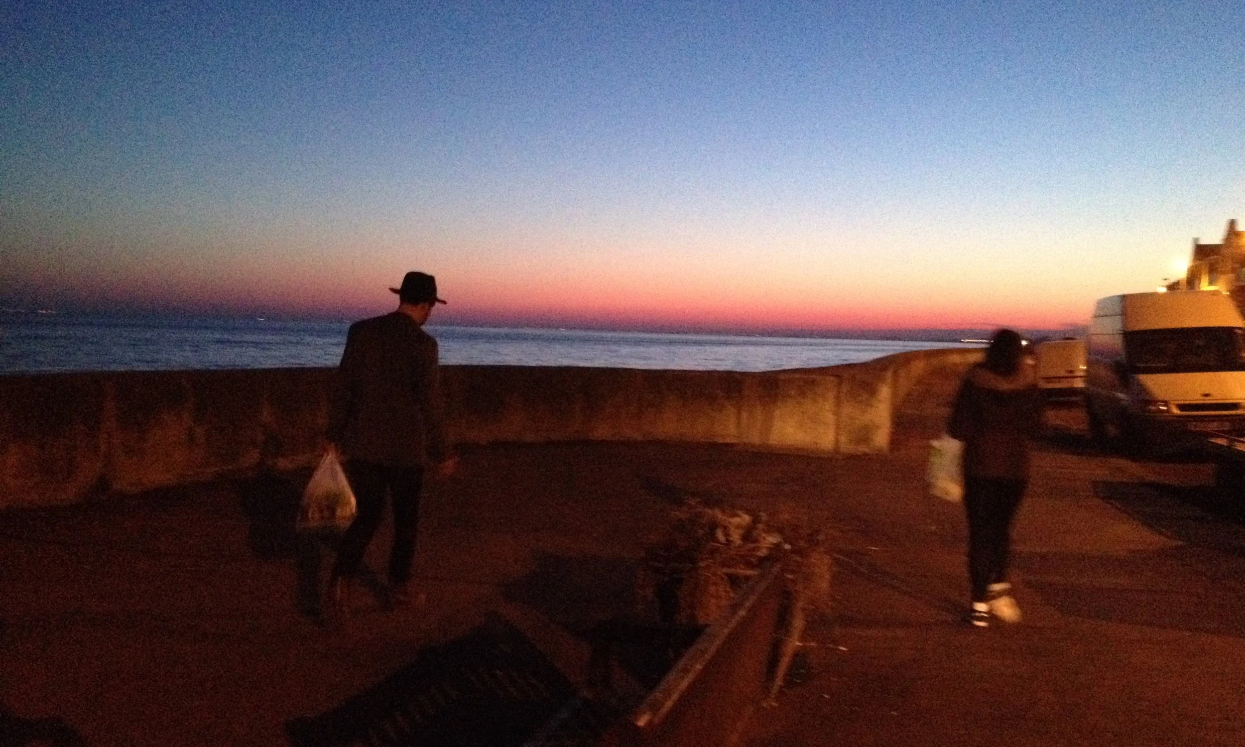 Folkestone residency for The Apple Cart ; Al and Zoë on the way home from the shops.