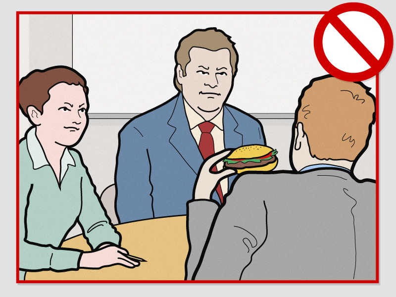 This appeared when I googled 'etiquette'. Guys, never eat a burger in a meeting, ok? NEVER.