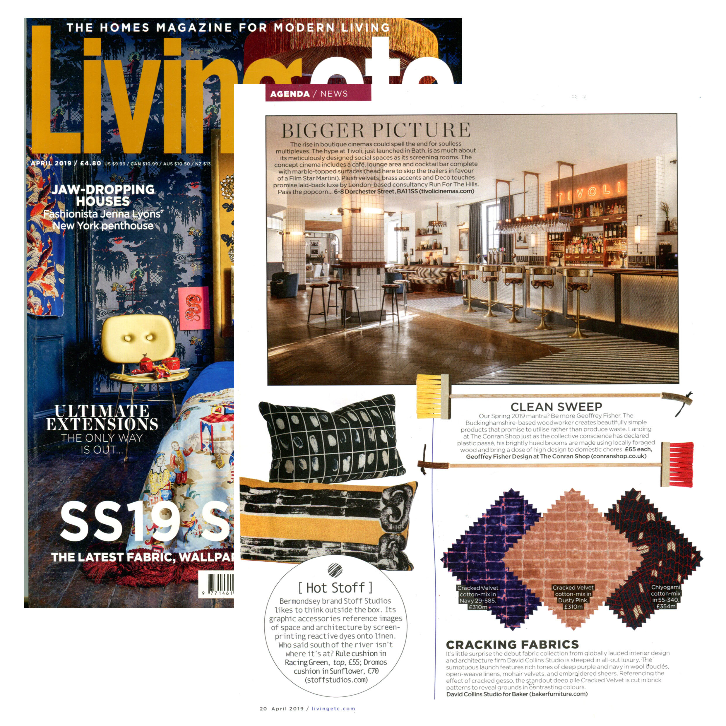 Living Etc | April 2019 | Dromos Sunflower and Rule Racing Green Cushions