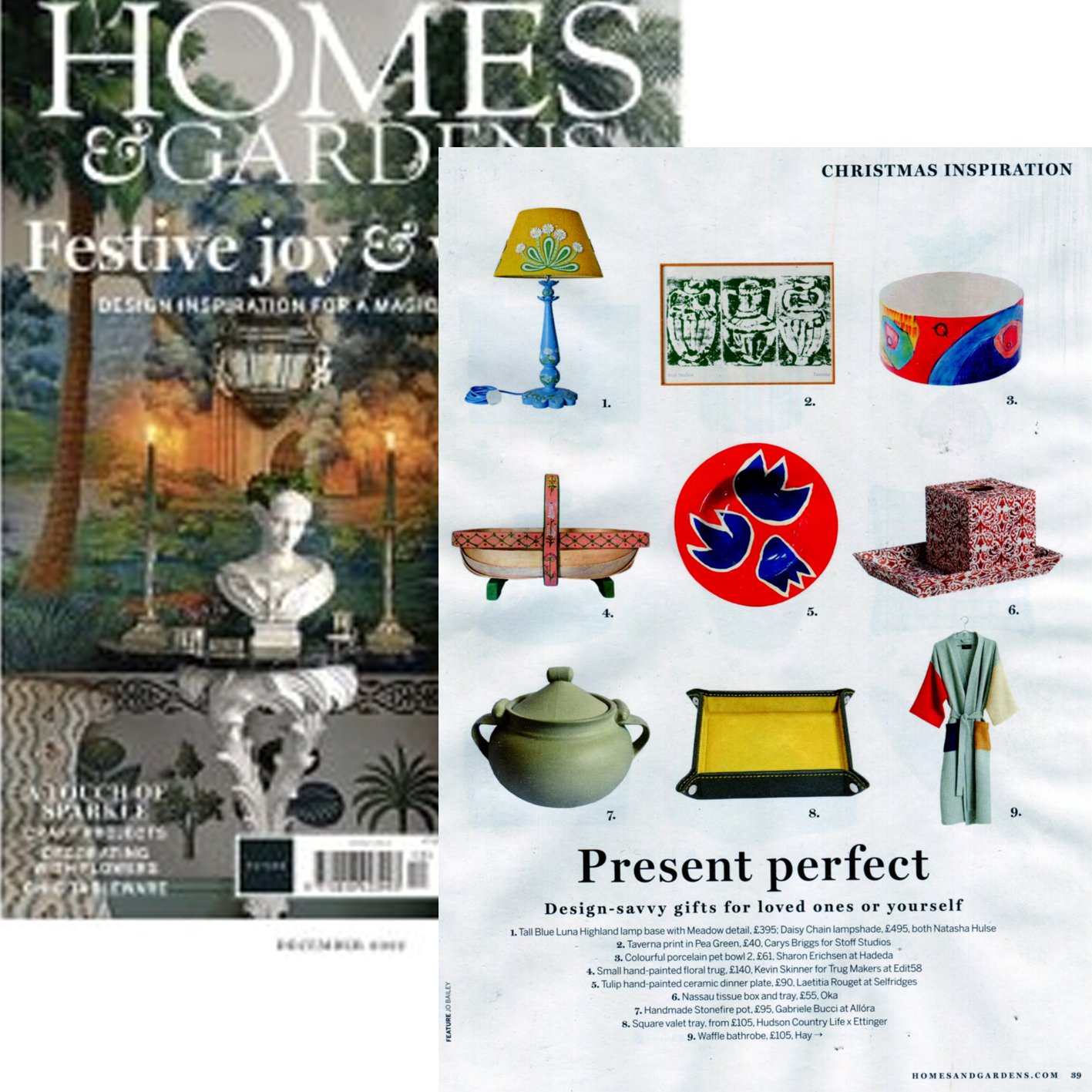 Homes and Gardens | December 2022 | Taverna Print in Pea Green