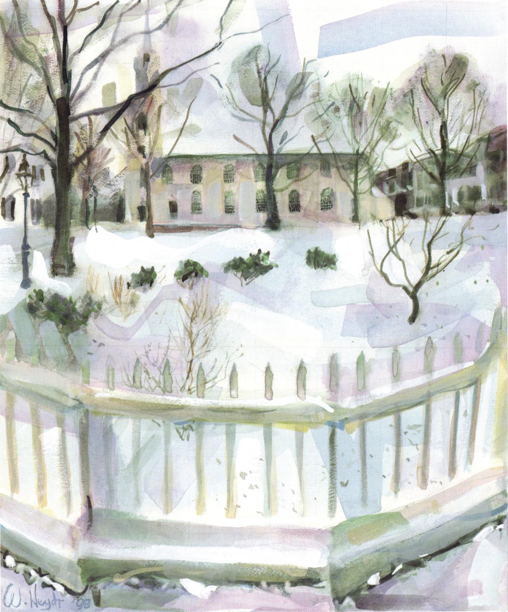 A soft snow blankets a serene Trinity