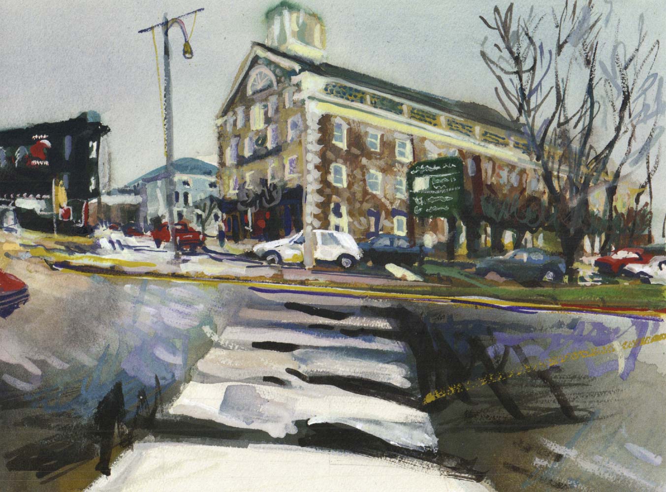 Rainy reflections of the Perry Mill, Winter 1998