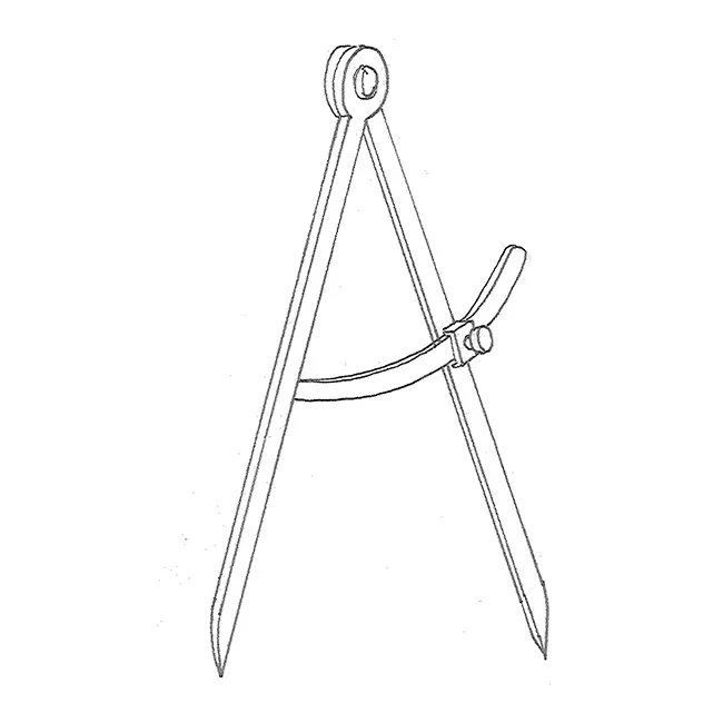 E: dividers, compass, pair of compasses; F: compas (droit/d'appareilleur); G: Zirkel m