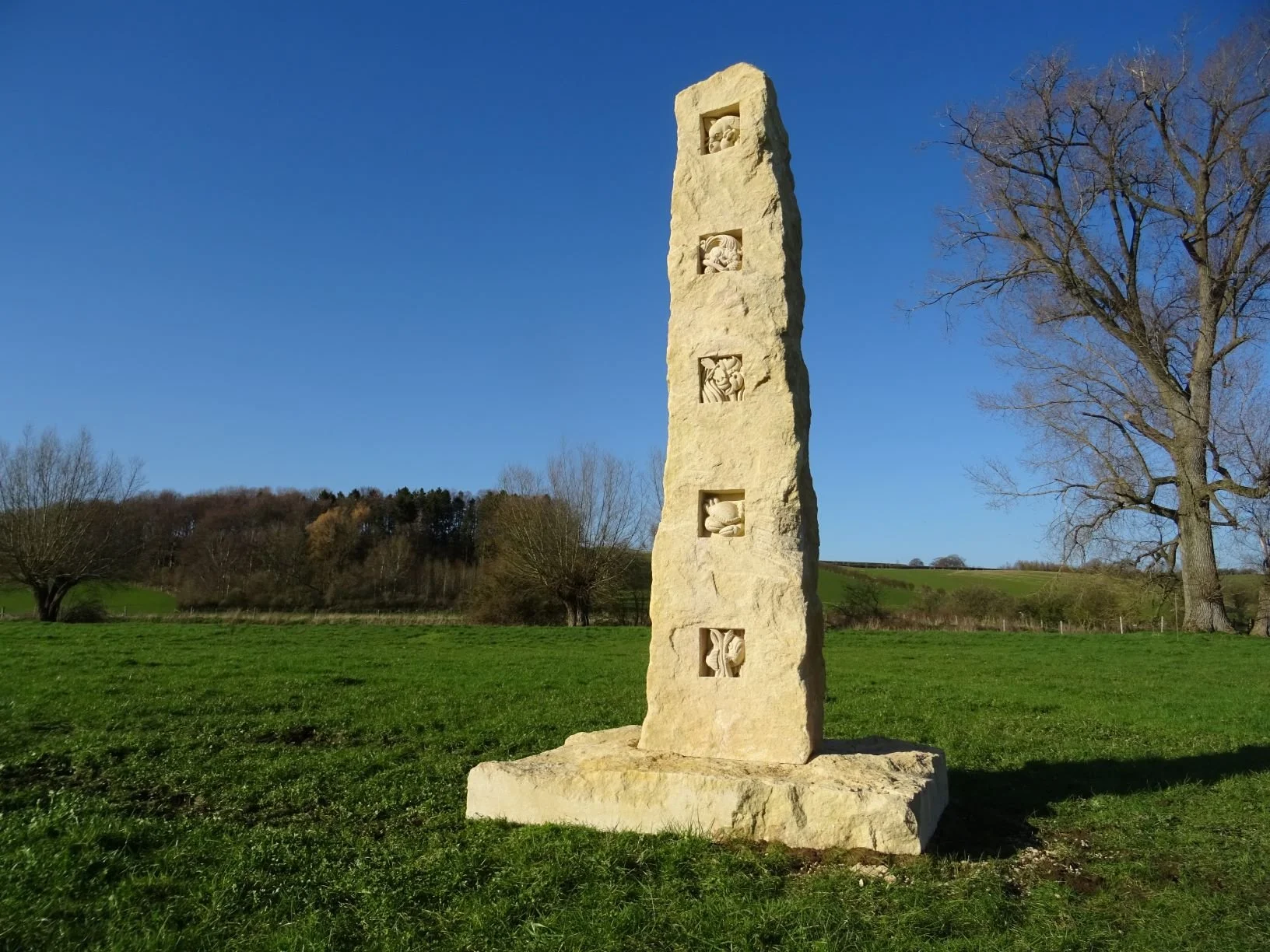  A series of ‘standing stone’ sculptures - raw limestone blocks in their natural state, containing windows of carved detail.  I am making more in this series currently - please enquire if you would like to commission one. 