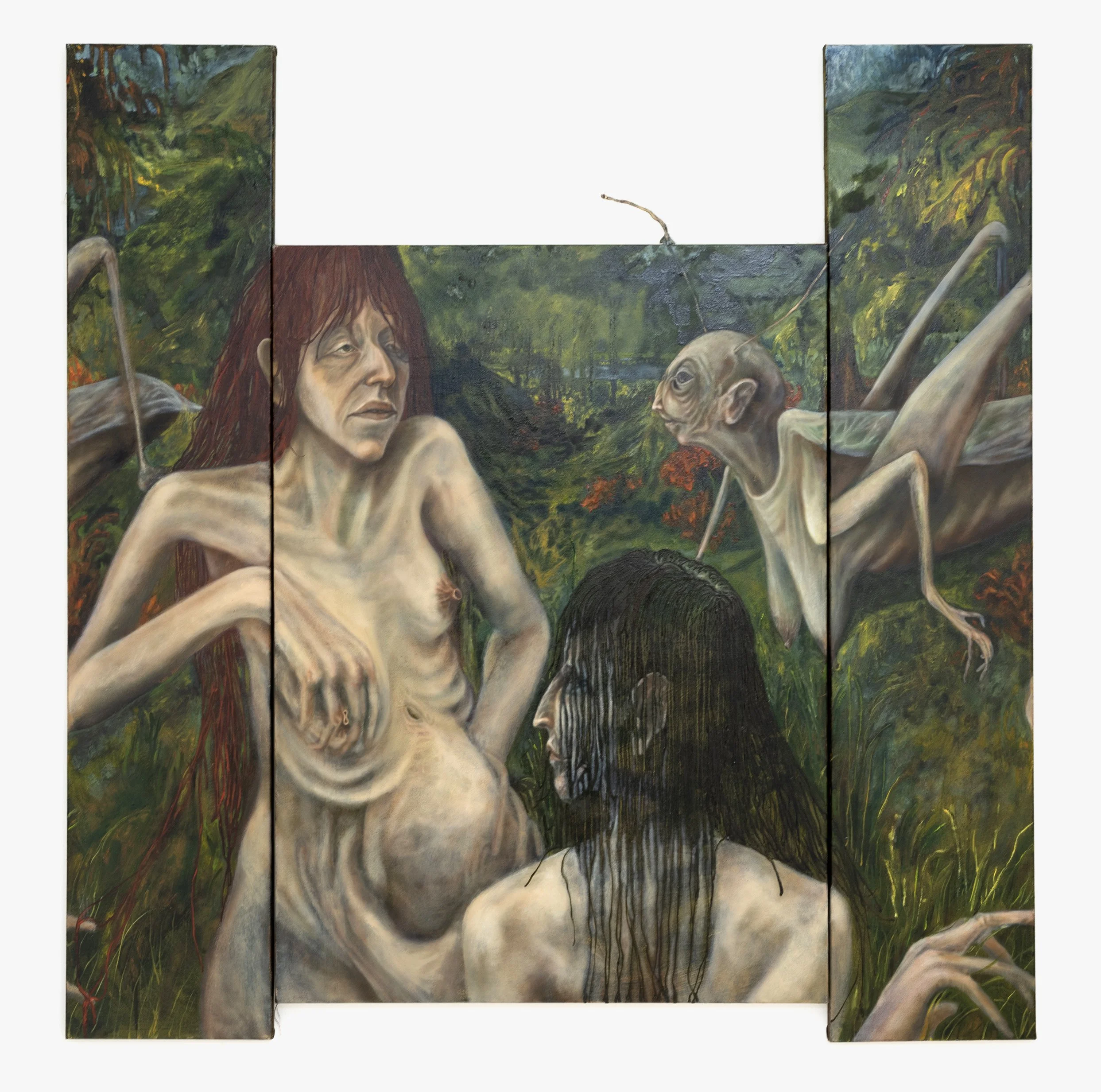 Nour el Saleh_Continuity Mechanism_2023_variation1_Triptych- 145 x 30cm (x 2) (+) 110 x 80cm .jpg