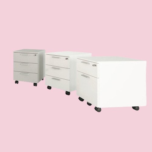 Single Laminate Mobile Pedestal Office Drawers - White