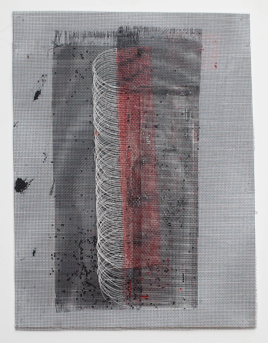 Série des "Grillages", grillage et acrylique