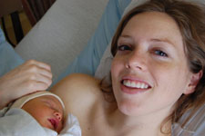 Lisa provides labor support for Kristian & Katy (seen here with their baby boy)