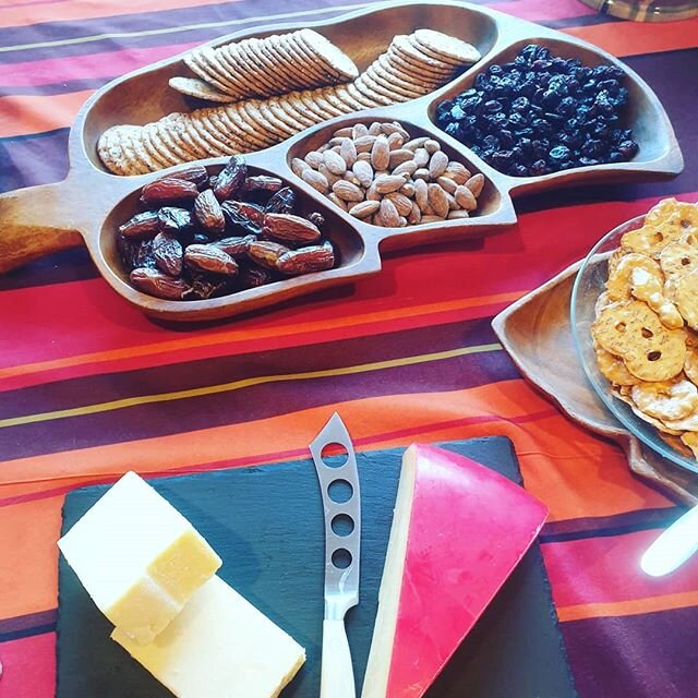 New birth intensive has started today, loving having 8 new expectant parent families in attendance!
... Here's part of today's snacks table. My mama gave me this beautiful wooden tray for Christmas to complement my other one, and I just love it. It w