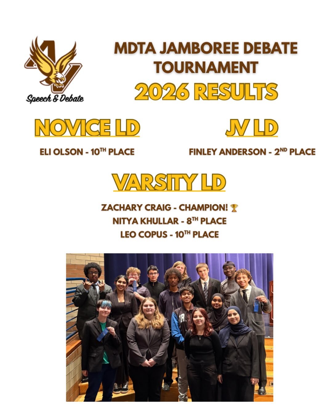 First debate of the season! Congratulations to our 3 novices who competed for the first time, Eli, Aarin, &amp; Erin!