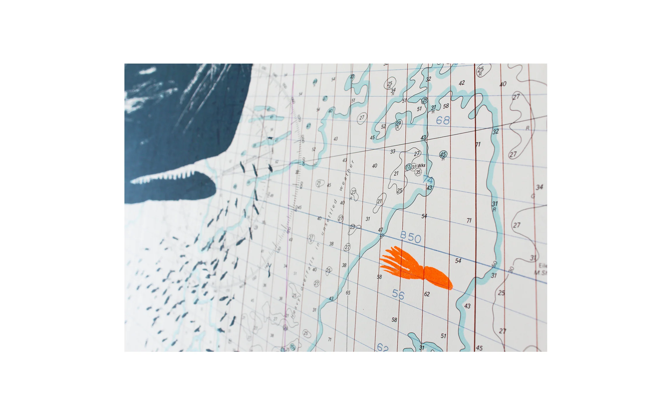 Detail from Islay to Dubh Artach. I make my whale prints in small batches, and sell them in online private views. You can sign up here to receive a heads up on the next private view. The prints usually sell out quickly, but if there are any left I add them to my online shop. Check the shop here.