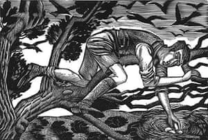 Boy Birds-Nesting; E. Ravilious; Wood Engraving, 1926; Towner Art Gallery, Eastbourne