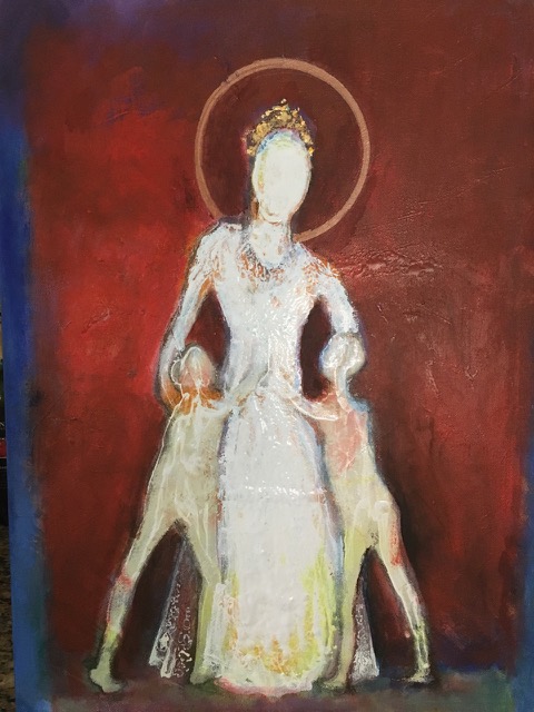 Universal Mother My twin boys are the source of inspiration as they rescued my life as babies. White is the source of all colors in rainbow. It is used to present mothers of the world as queens no matter what race, color religion or social economical status.