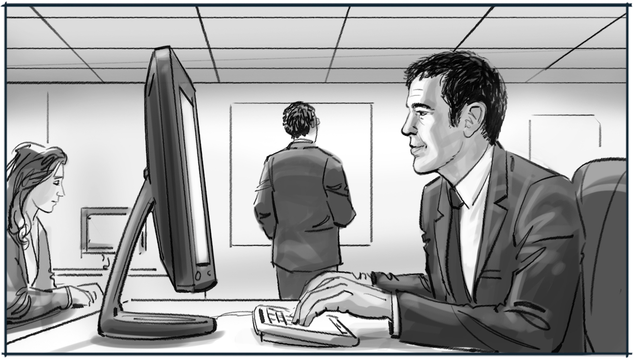 Storyboard voorstellen medewerker Rabobank tekening 1