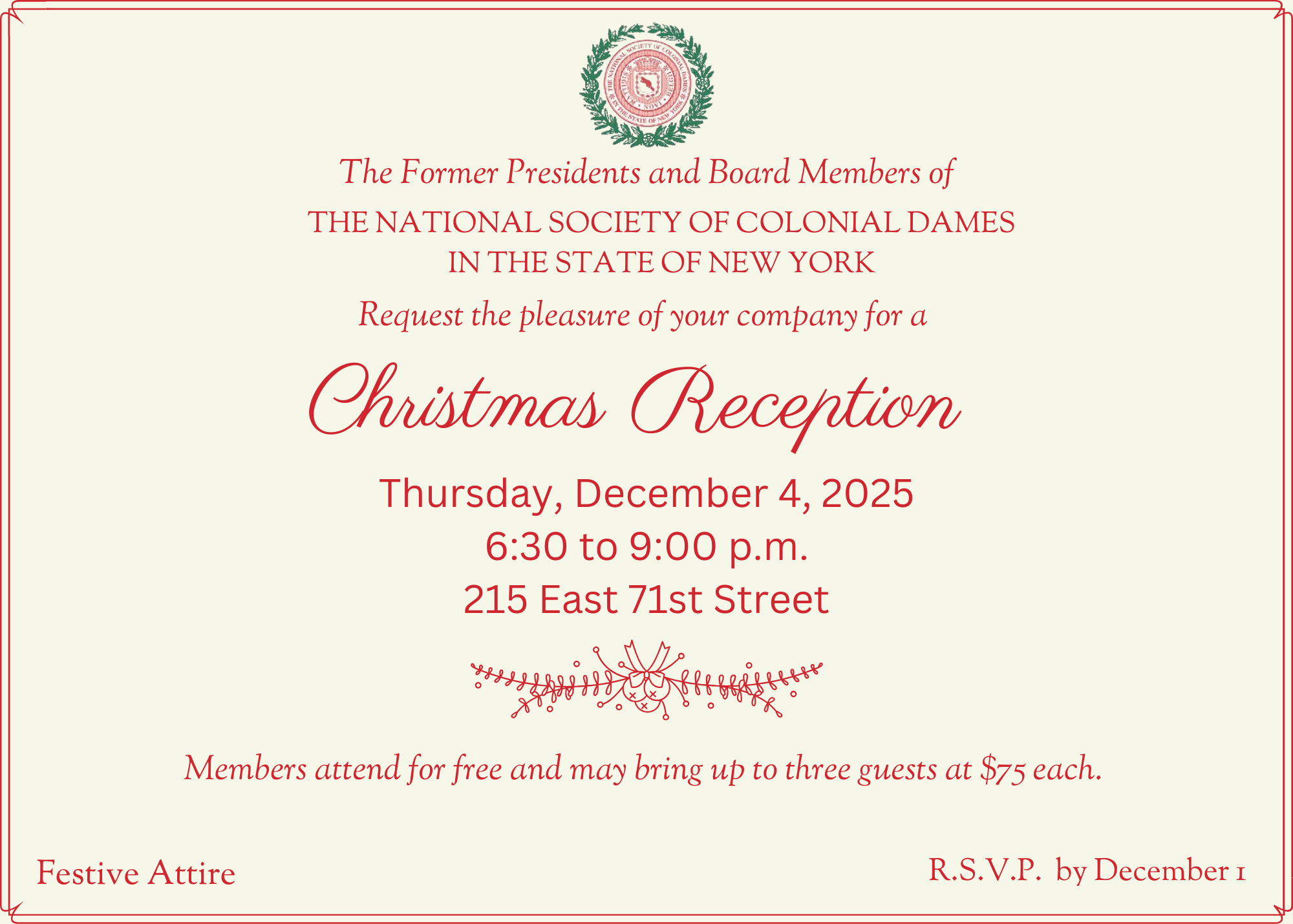 Dames Christmas Reception - members (and their guests) only