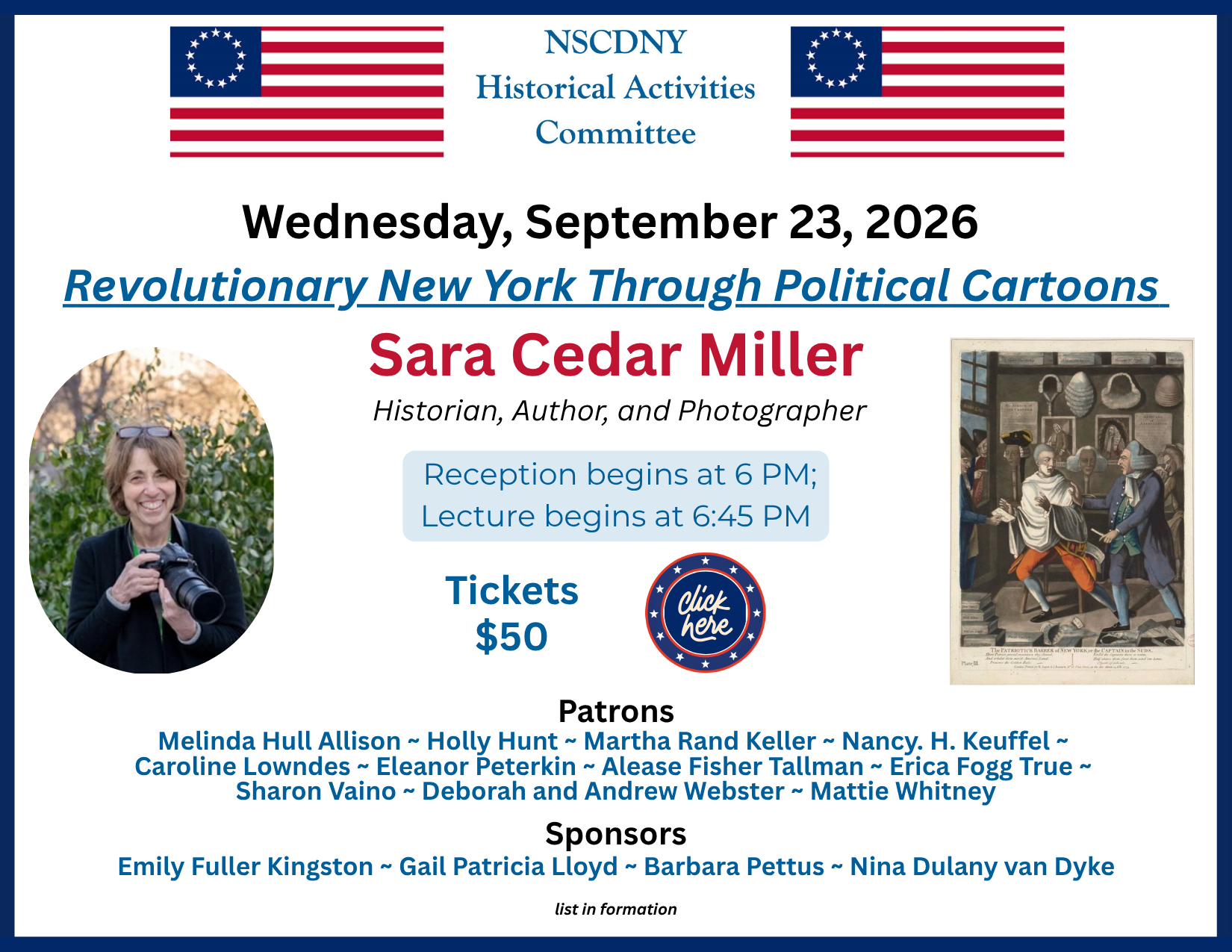 Revolutionary New York Through Political Cartoons with Sarah Cedar Miller - Lecture & Reception