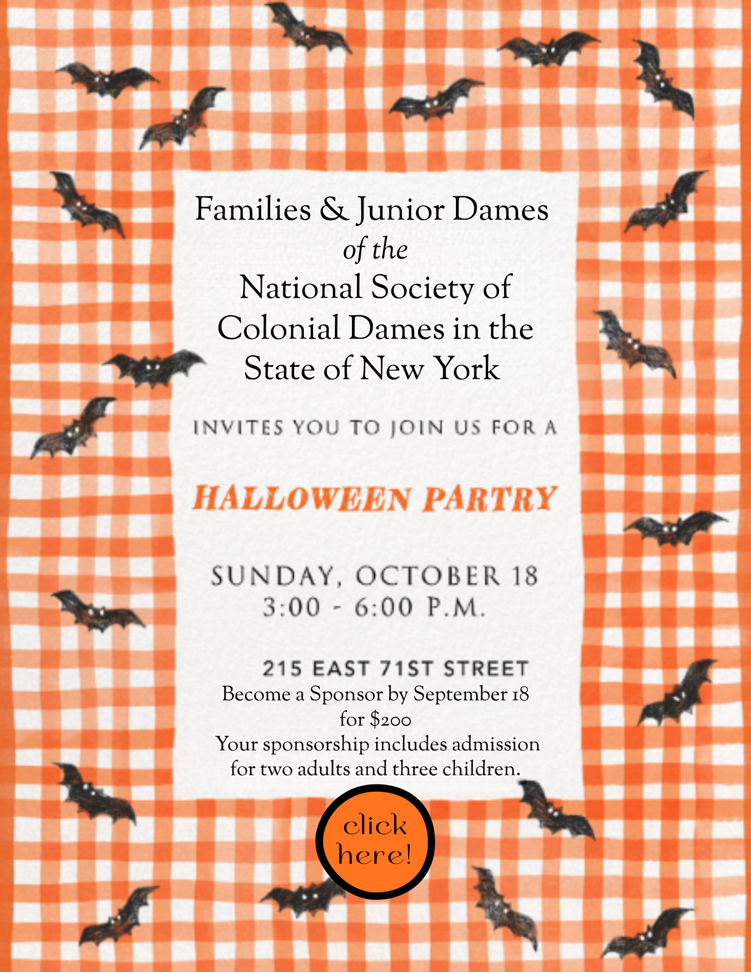 Sponsor the Families & Junior Dames Halloween Party