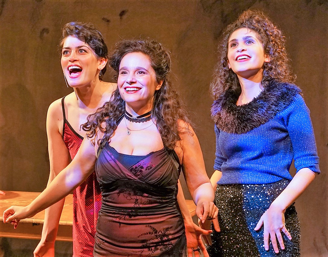 From left: Melissa Weisz as Manke, Rachel Botchan as Reizel and Mira Kessler as Basha in Sholem Asch's God of Vengeance. Top: Weisz (right) with Shayna Schmidt as Rifkele. Photos by Ronald L. Glassman.