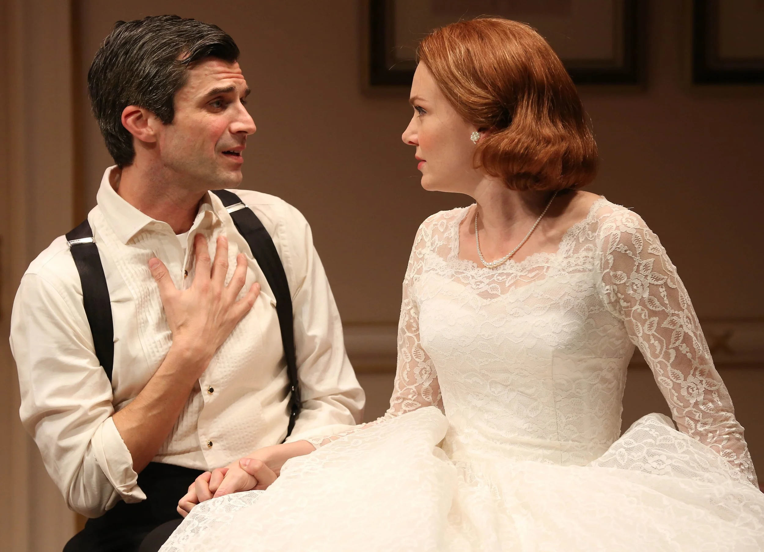 Michael Crane and Holley Fain play newlyweds in This Day Forward . Photographs by Carol Rosegg.