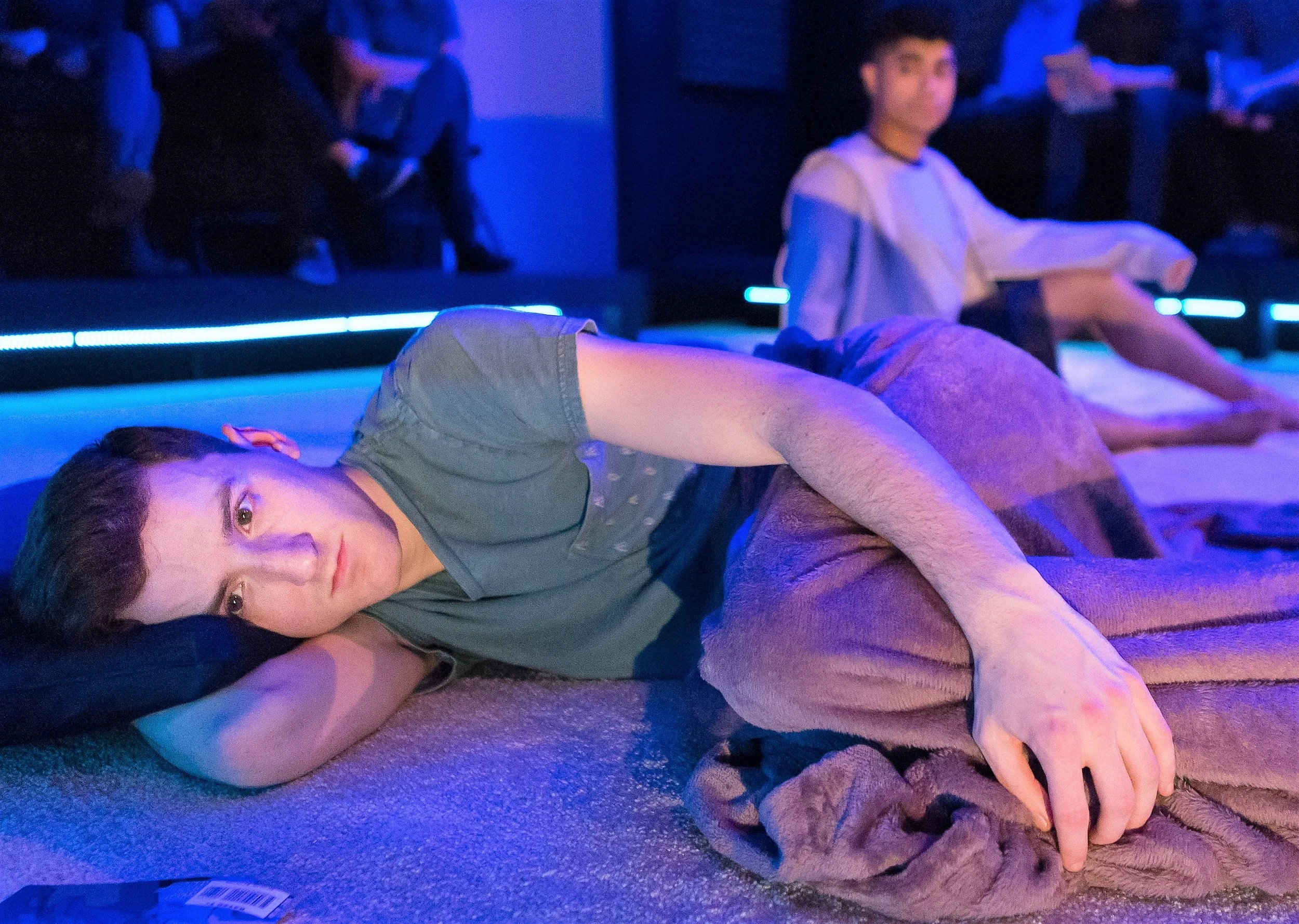 Above and at top: Will Sarratt (left) and Fernando Gonzalez plays the two Michaels in Noah Mease’s Omega Kids .