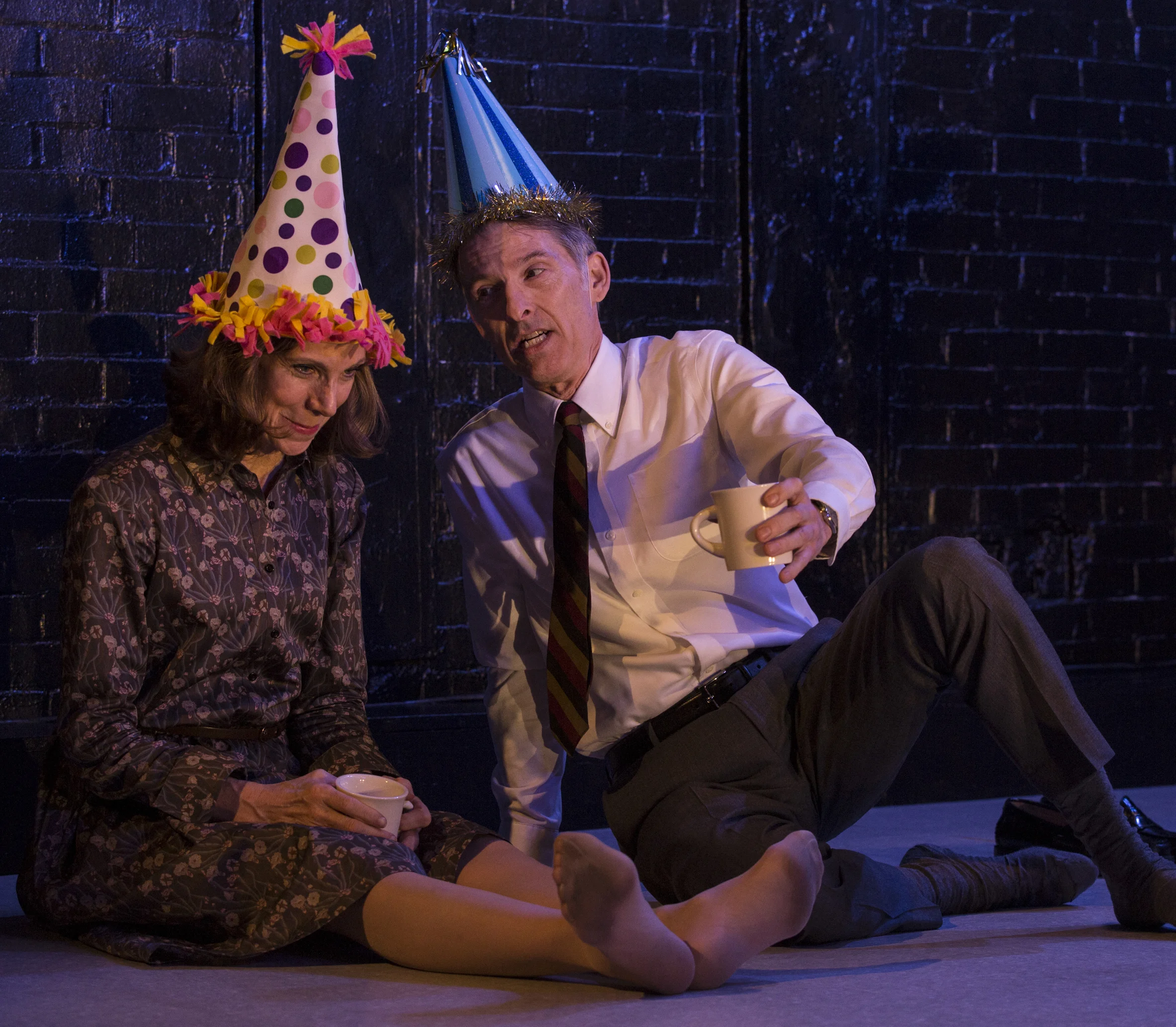 Ellen Lauren as She and Will Bonds as He in "Chess Match No. 5." Top: Lauren and Bond shake a leg. Photos: Maria Baranova.