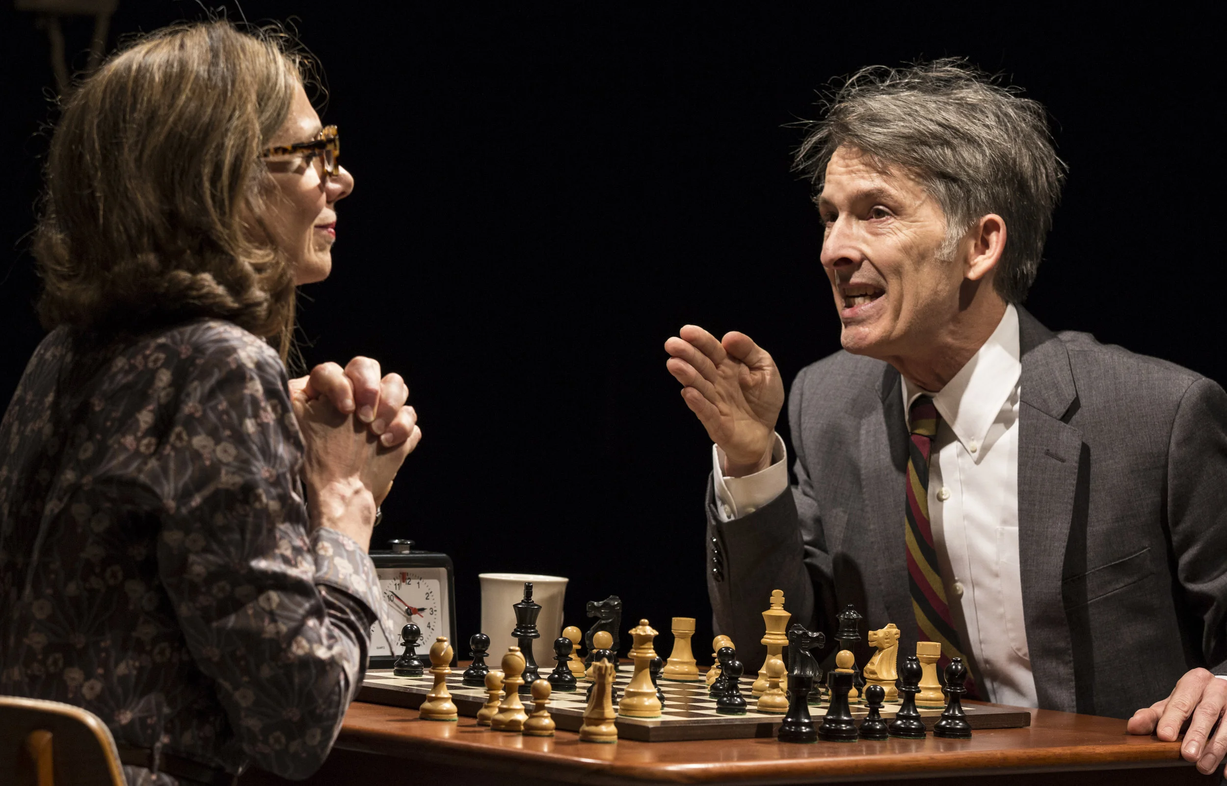 Lauren and Bond distracted from one of their chess matches.