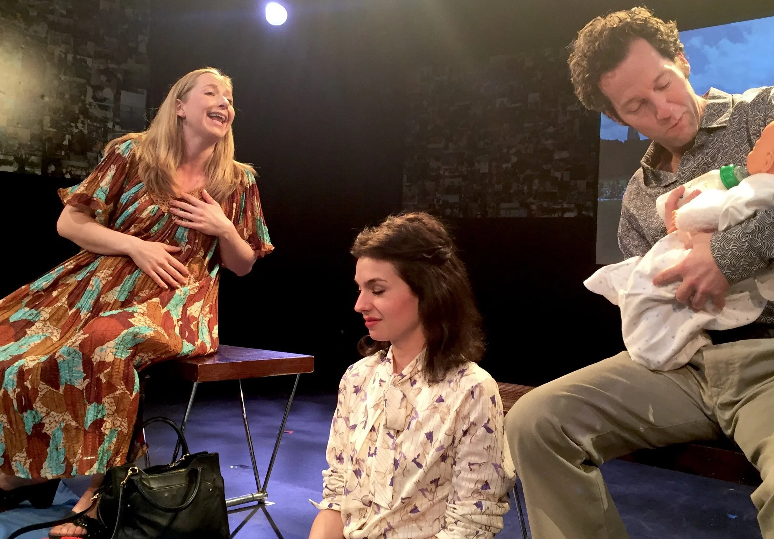 From left: Maraya (Maggie Alexander) with Vink and Bidner (who holds Maraya’s son, Jake). Photographs by Frank Spring.