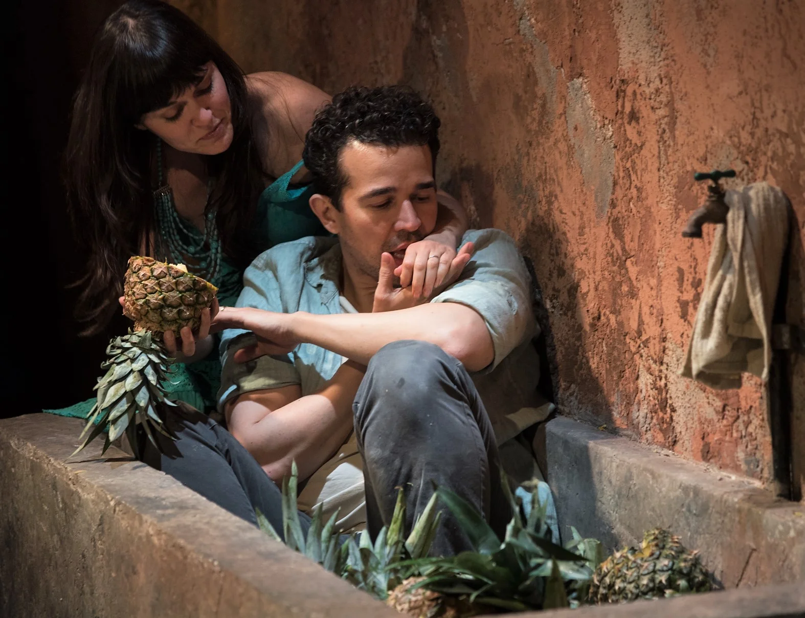 Moisés fights to hold on to his memories Belén (Flora Diaz). Photographs by Russ Rowland.