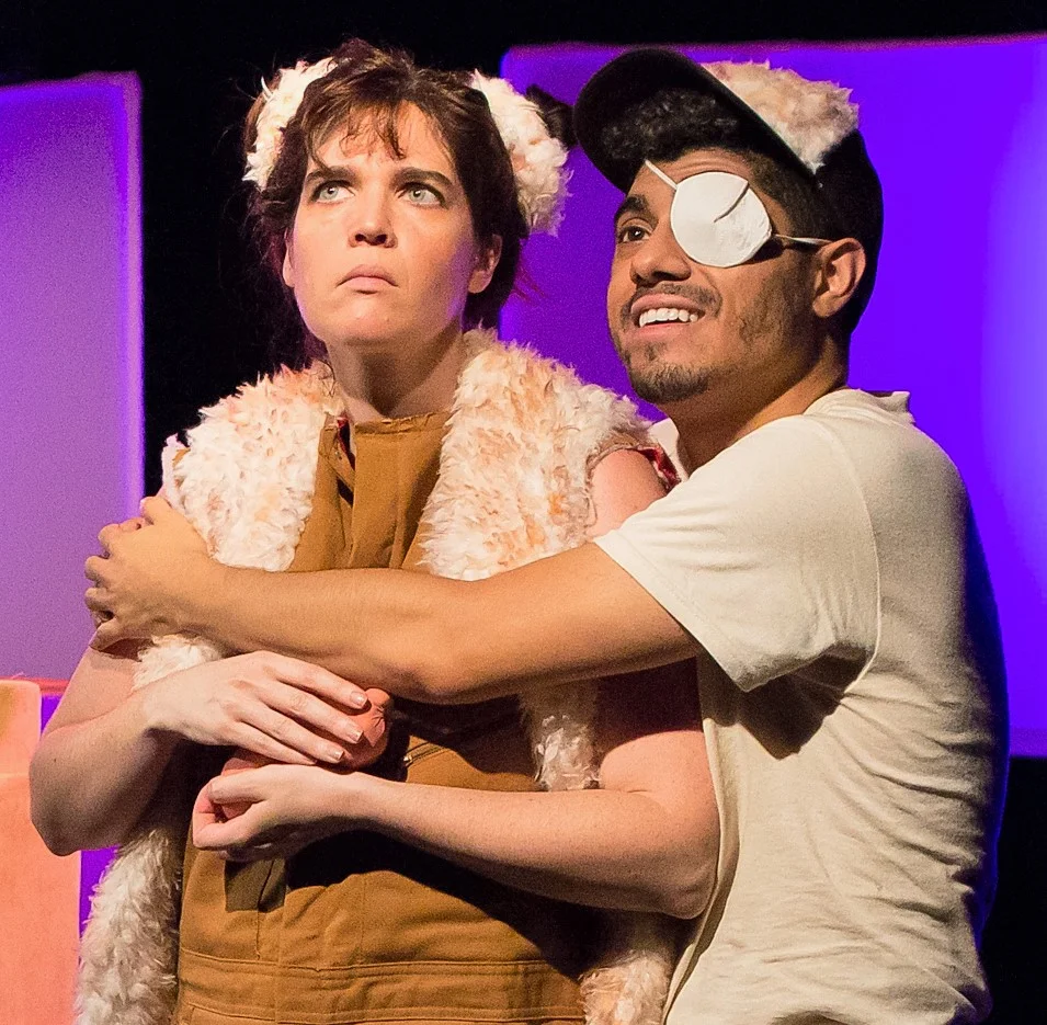 Lea McKenna-Garcia (left) is Tyson and Fernando Gonzalez is Jason in Dan Giles’s comedy Breeders at the Access Theater. Top: Alton Alburo (left) is Mikey and Jacob Perkins is Dean, the keepers of the hamsters.