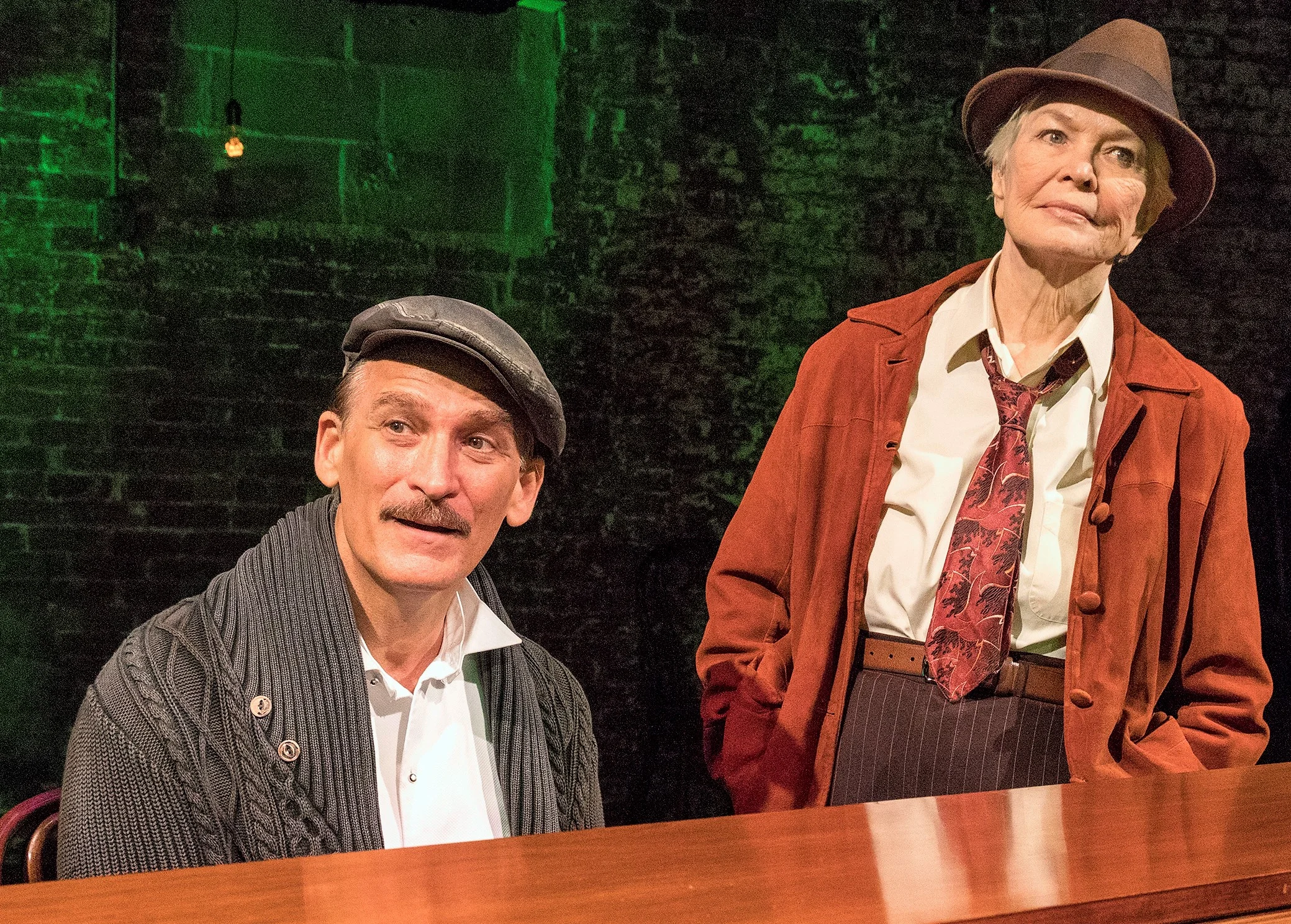 Bob Stillman and Ellen Burstyn in John Doyle’s bare-bones As You Like It . Top: Kyle Scatliffe (left) as Orlando and Hannah Cabell as Rosalind.