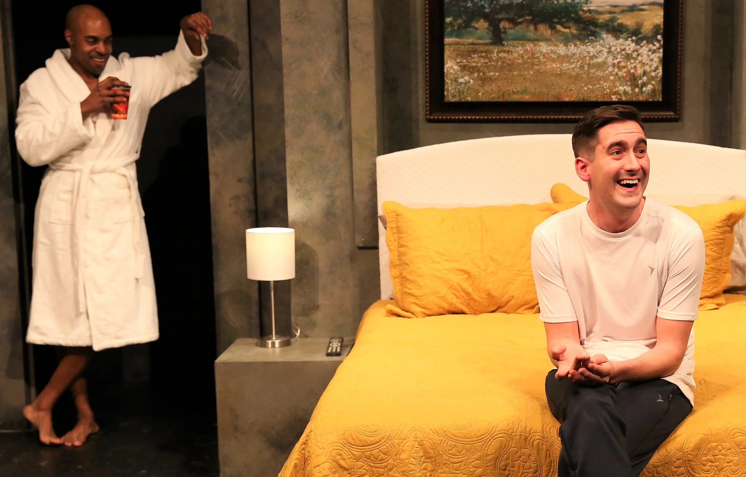 Thomas (left) with Spencer Sickmann in Hate Crime by Neil LaBute.