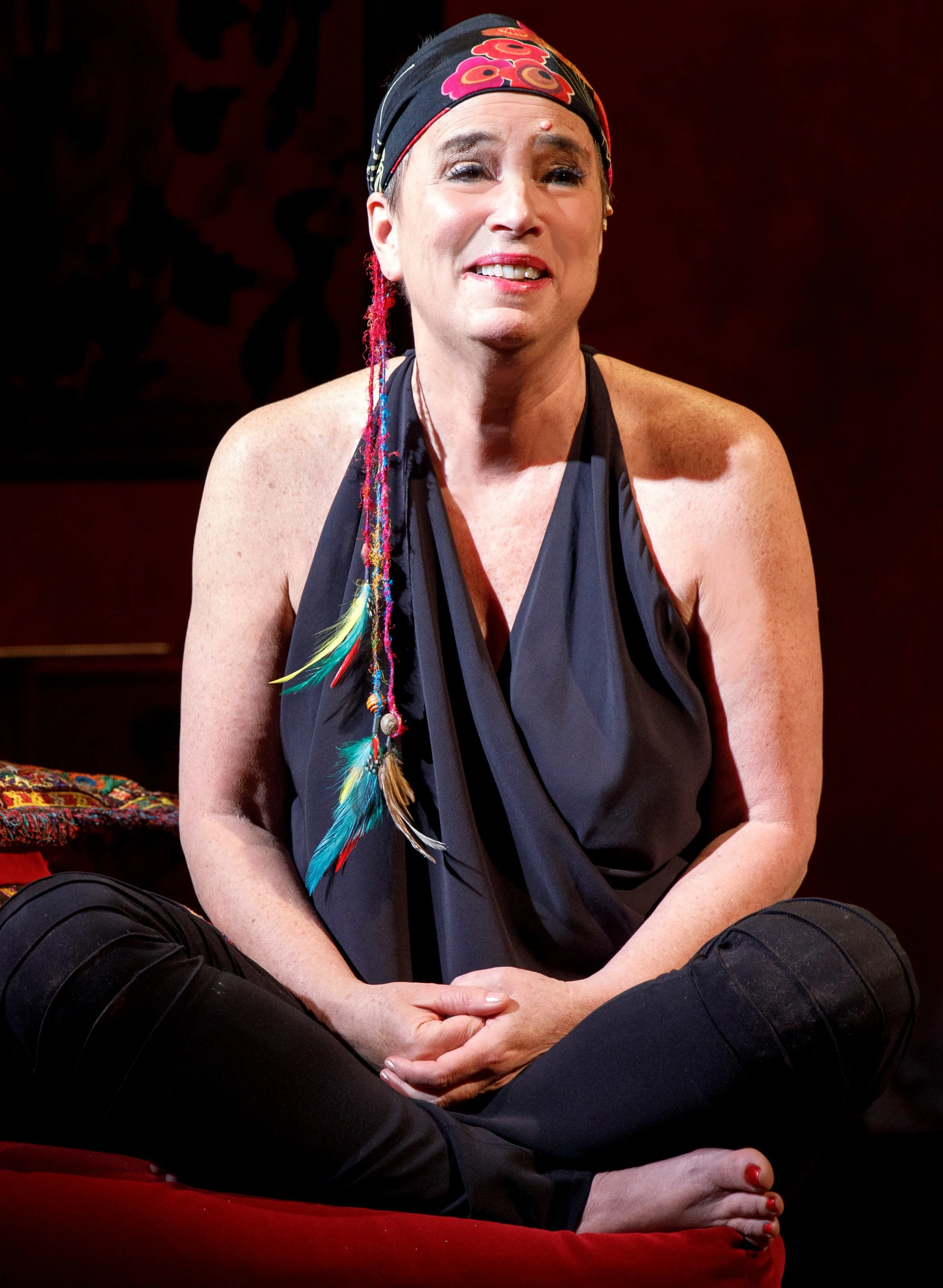 Ensler in contemplative mode. Photographs by Joan Marcus.