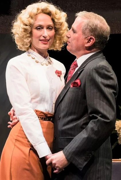Muriel (Victoria Mack) receives unwanted attention from Heine (John Plumpis) in TACT’s final show, Three Wise Guys . Top, from left: Blondy (Karl Kenzler), Charlie (Ron McClary) and Dan (Jeffrey C. Hawkins) defy Prohibition.