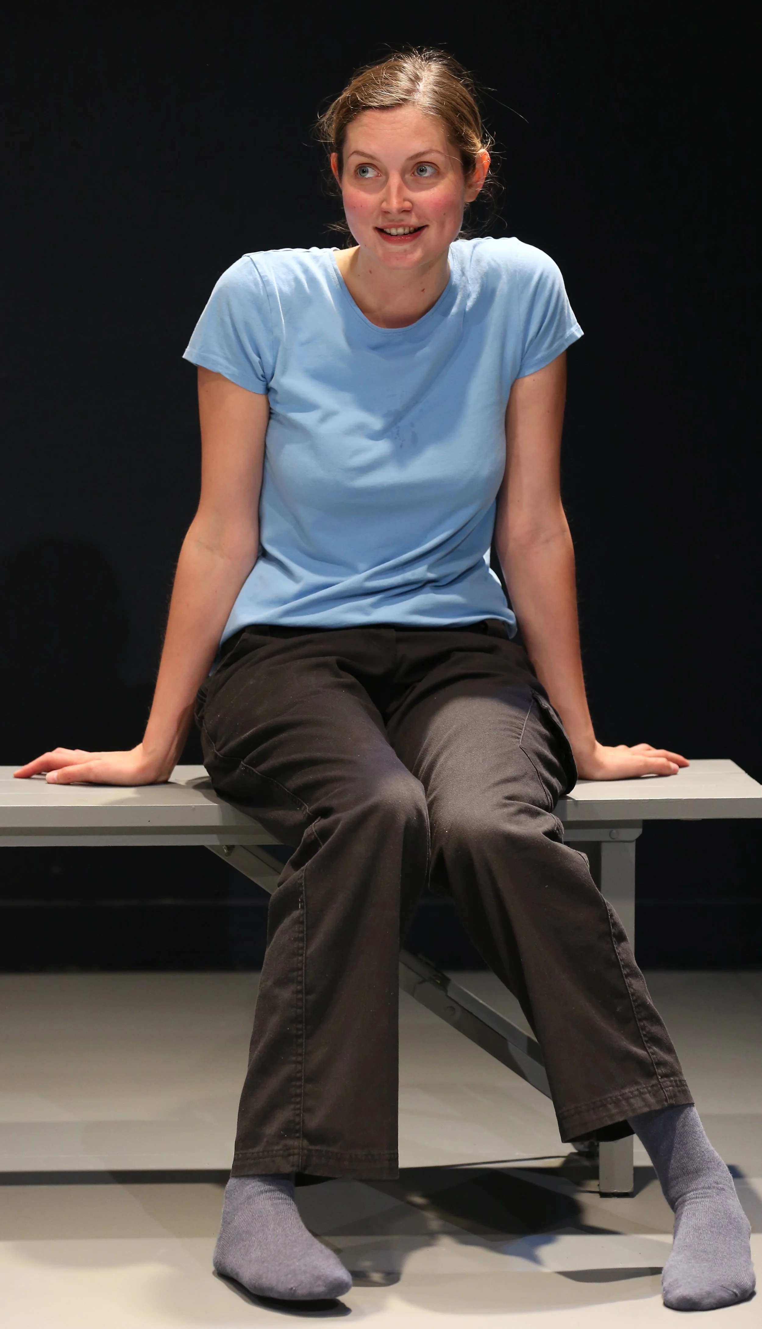 Above and at top: Nicola Wren as W. in Replay . Photographs by Carol Rosegg.